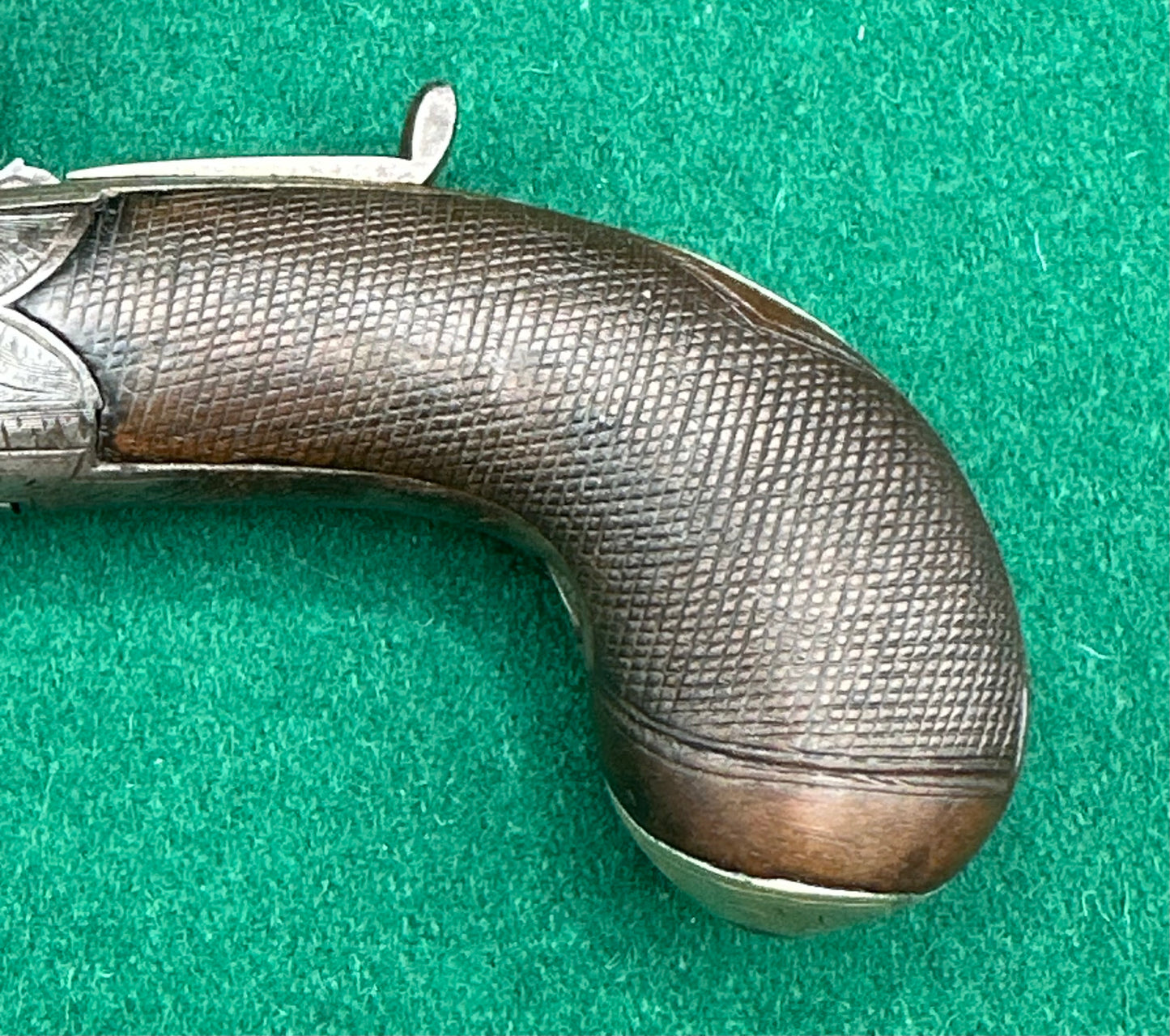 A Fine Early Percussion Cap "Top Hat" Type Pocket Pistol By Sanders Of Loughborough