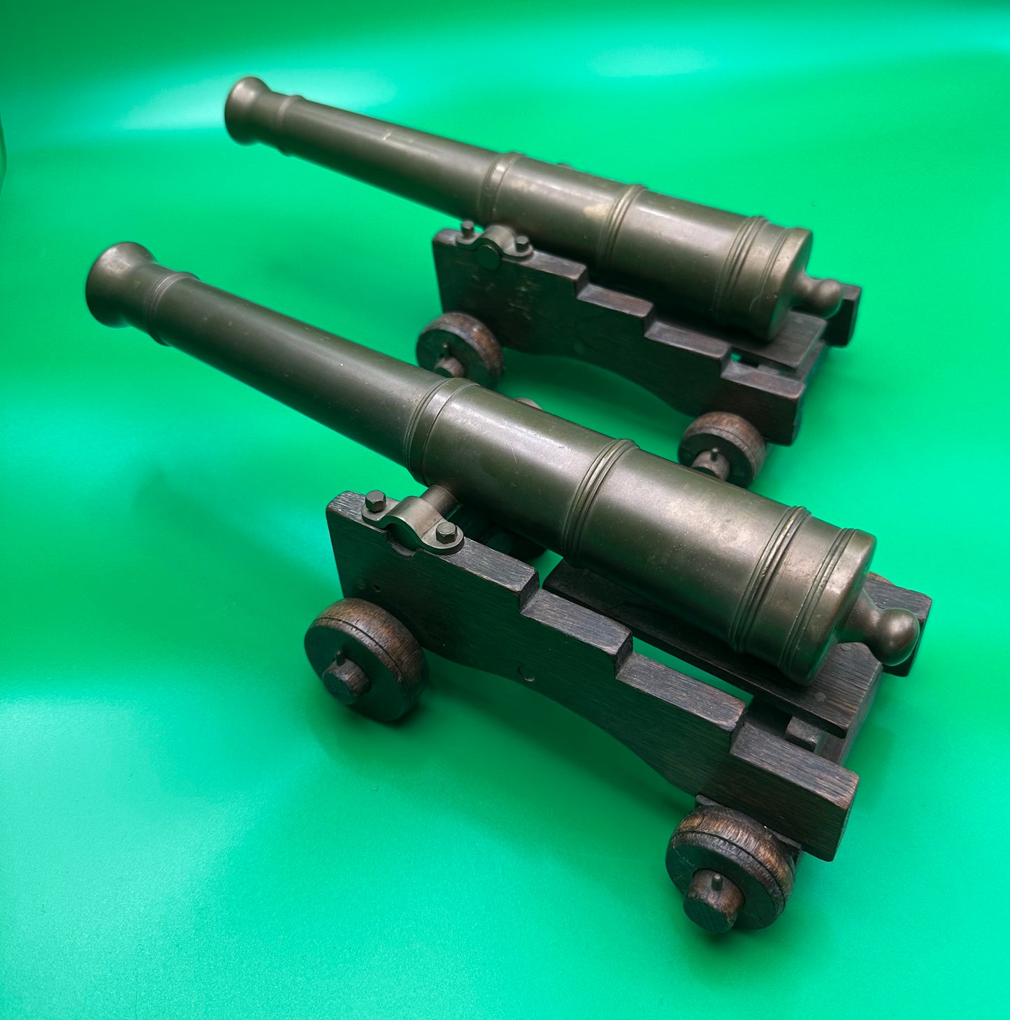 Handsome Set Of 2 Model Desk Naval Cannons