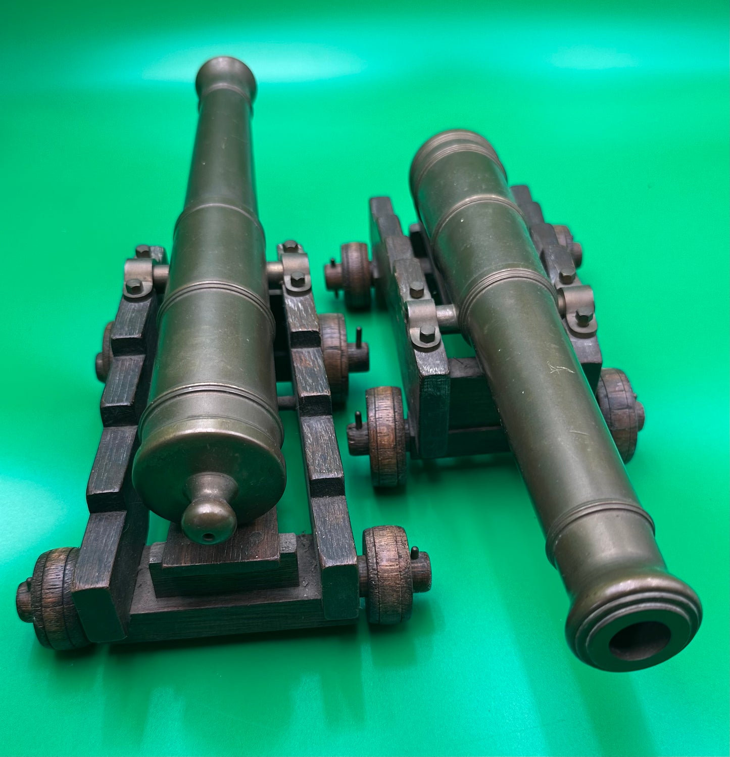 Handsome Set Of 2 Model Desk Naval Cannons