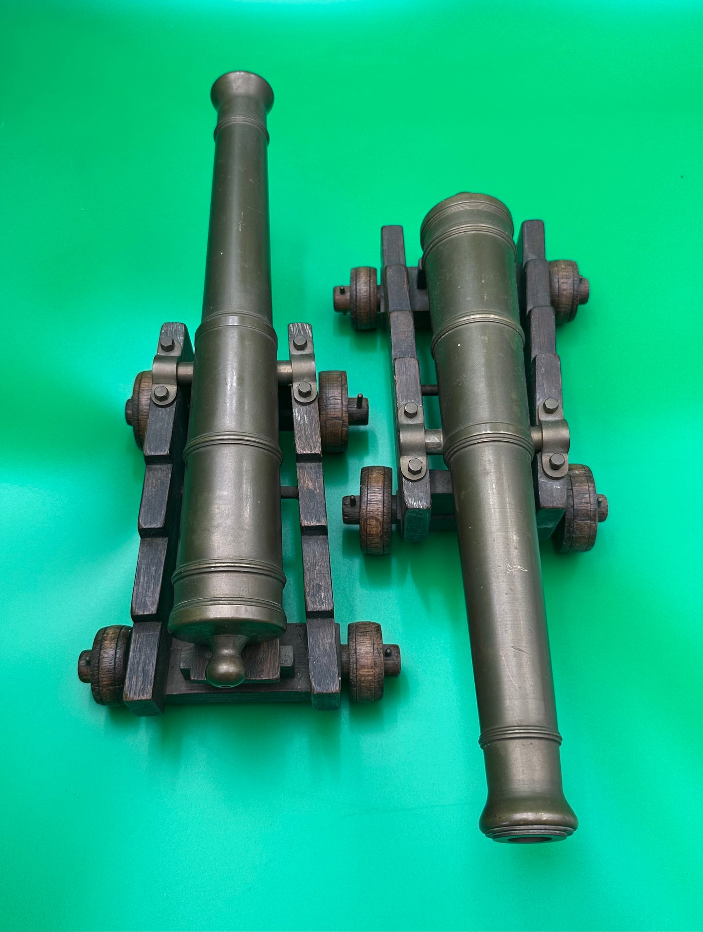 Handsome Set Of 2 Model Desk Naval Cannons