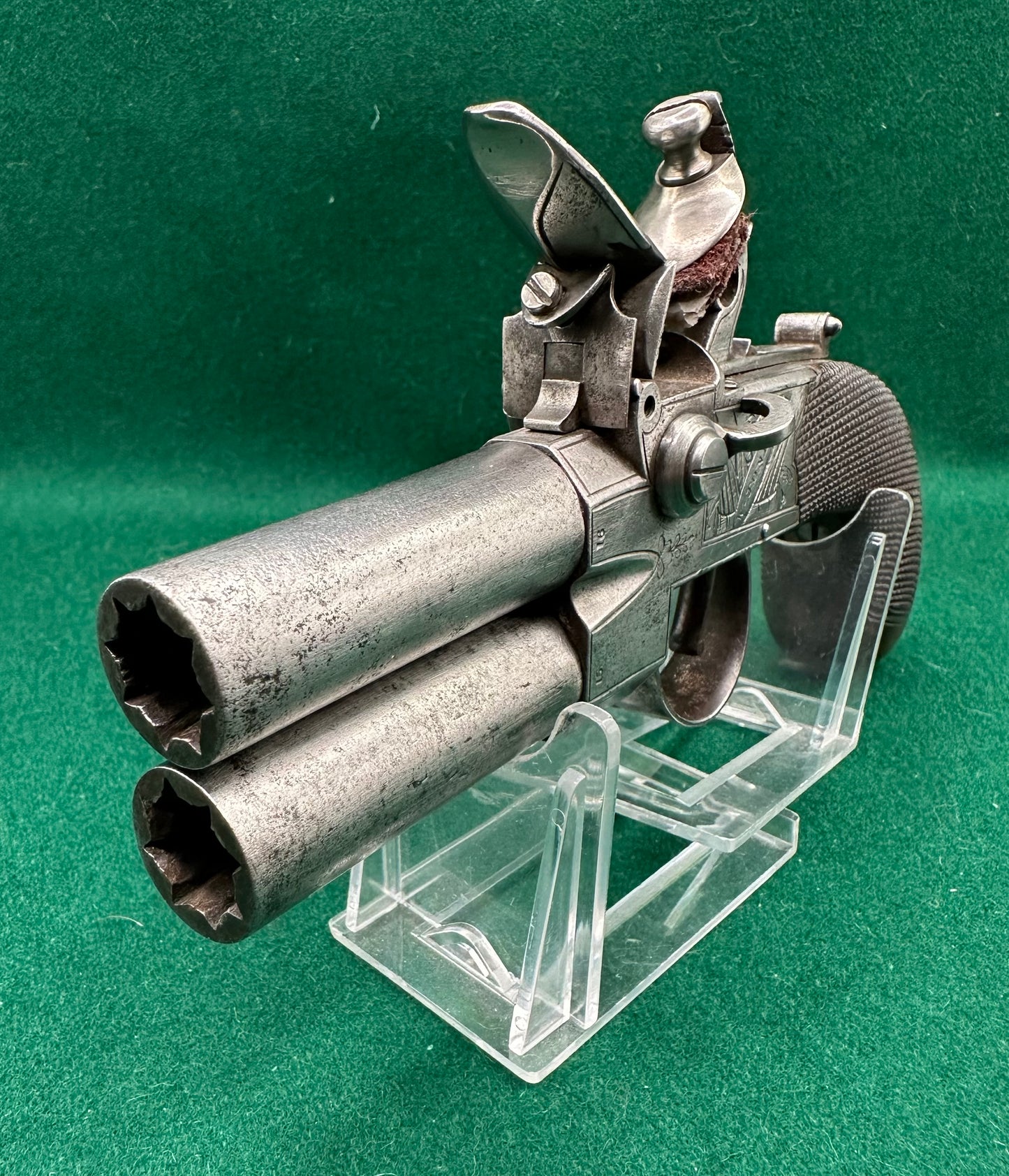 Large Tap Action Double Barrelled Flintlock Pistol By William Jones