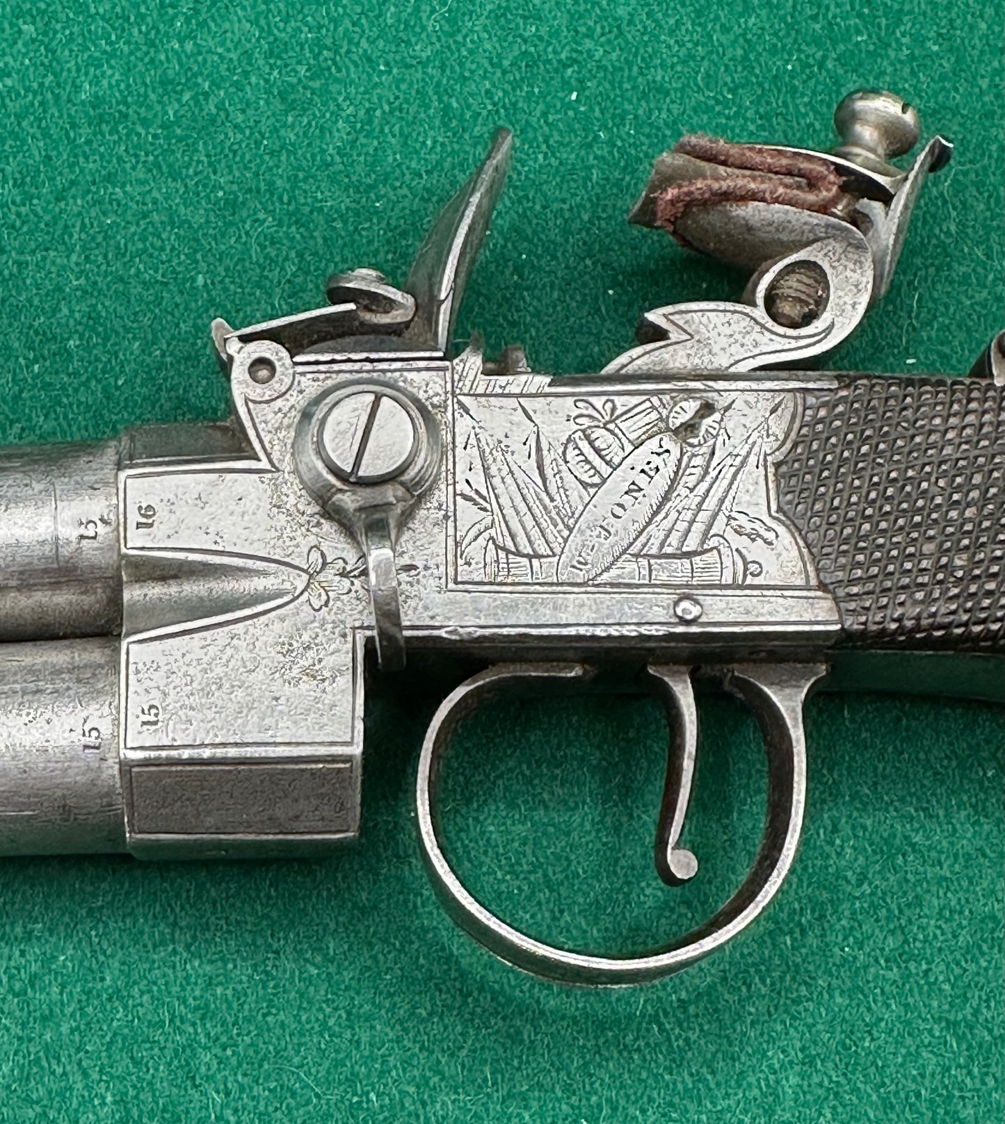 Large Tap Action Double Barrelled Flintlock Pistol By William Jones