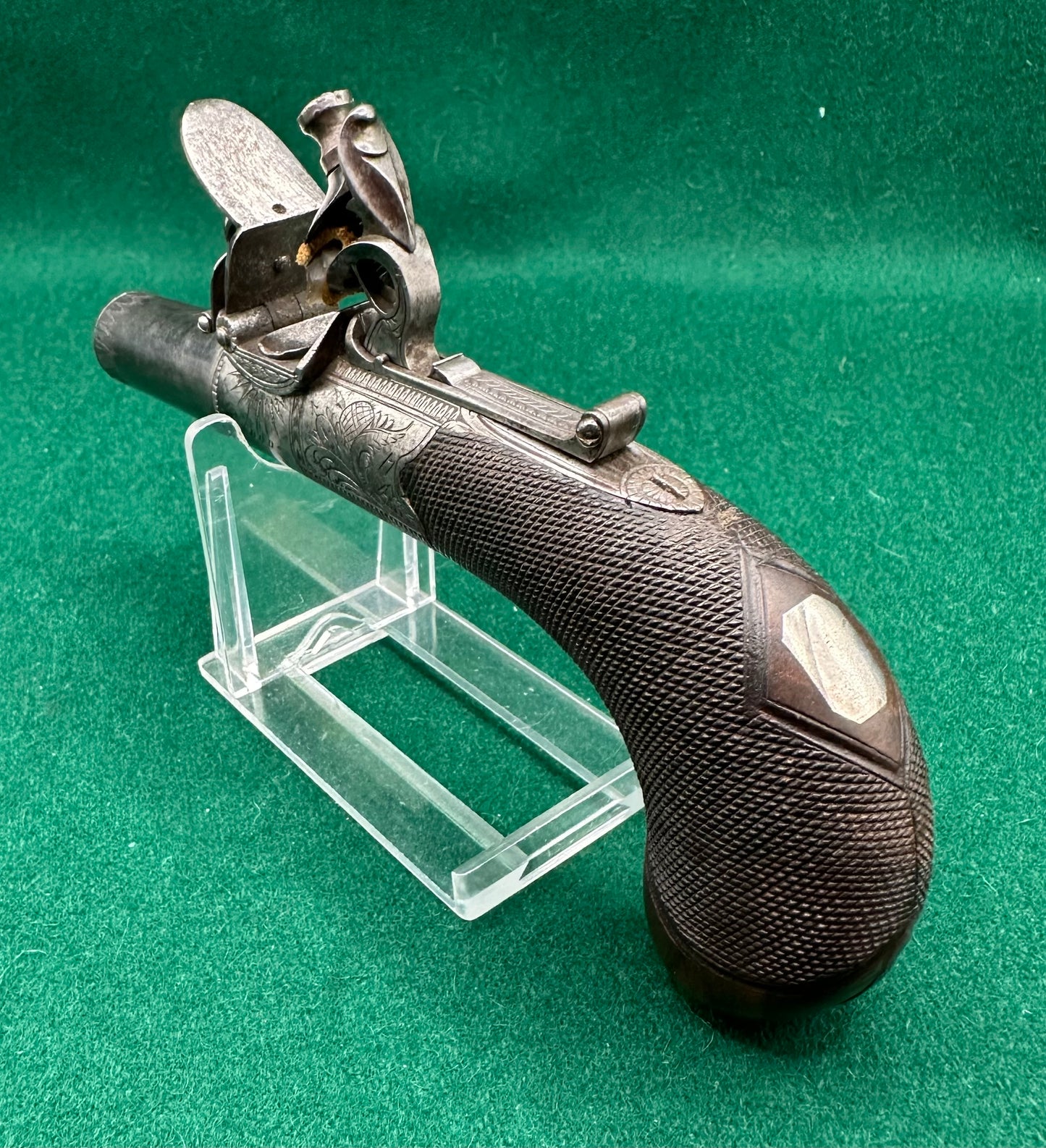 A High Quality Round Framed Flintlock Pocket Pistol By William Wood Of Worcester