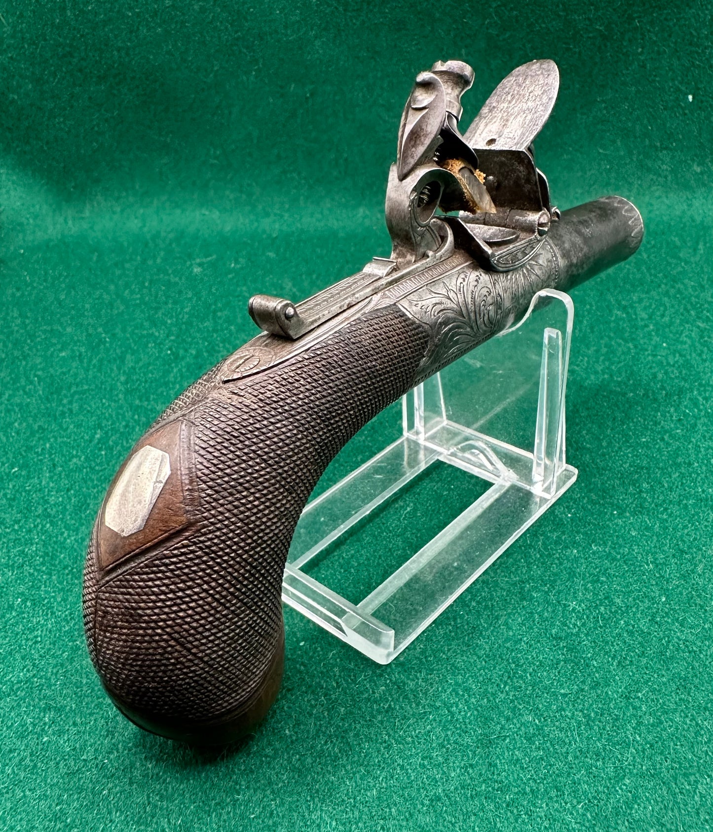 A High Quality Round Framed Flintlock Pocket Pistol By William Wood Of Worcester