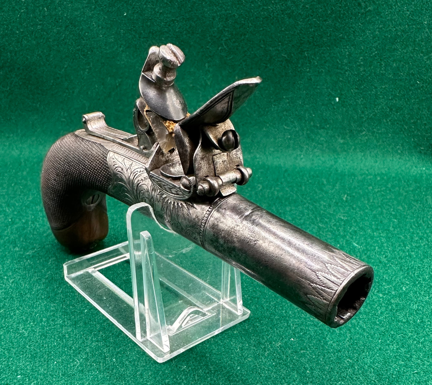 A High Quality Round Framed Flintlock Pocket Pistol By William Wood Of Worcester