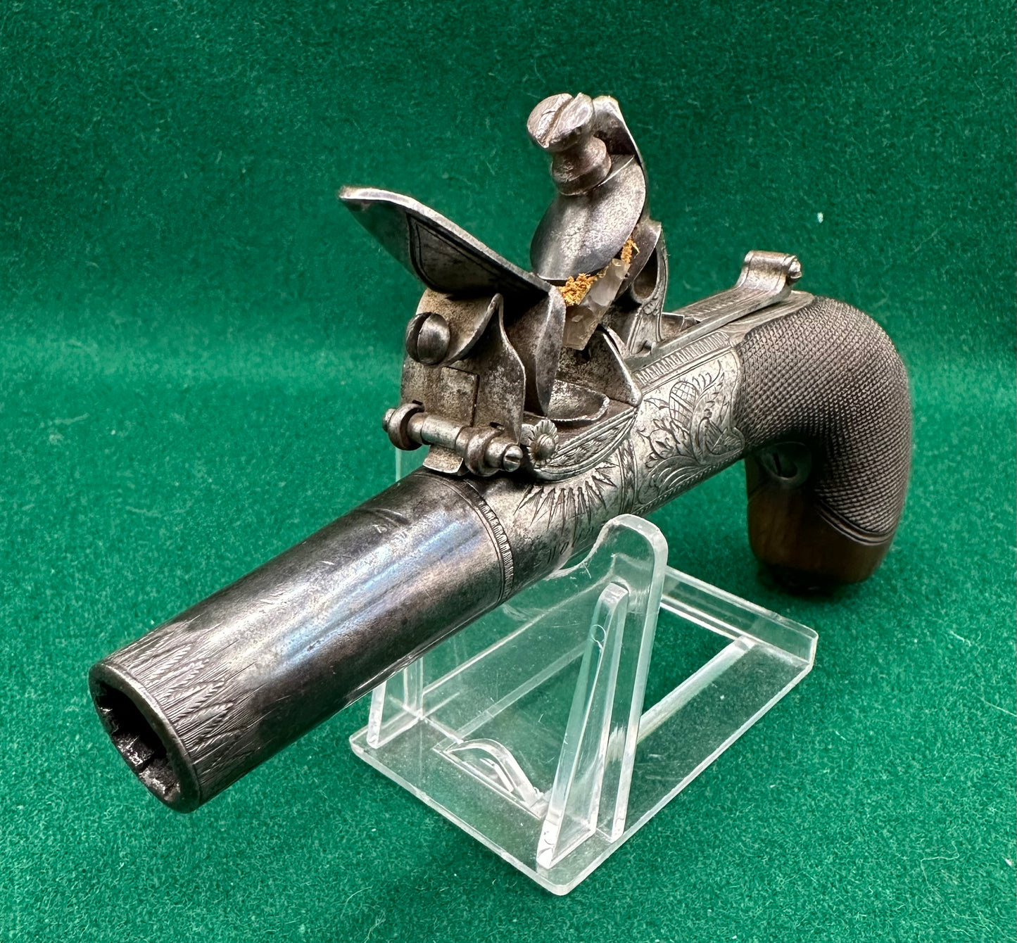 A High Quality Round Framed Flintlock Pocket Pistol By William Wood Of Worcester