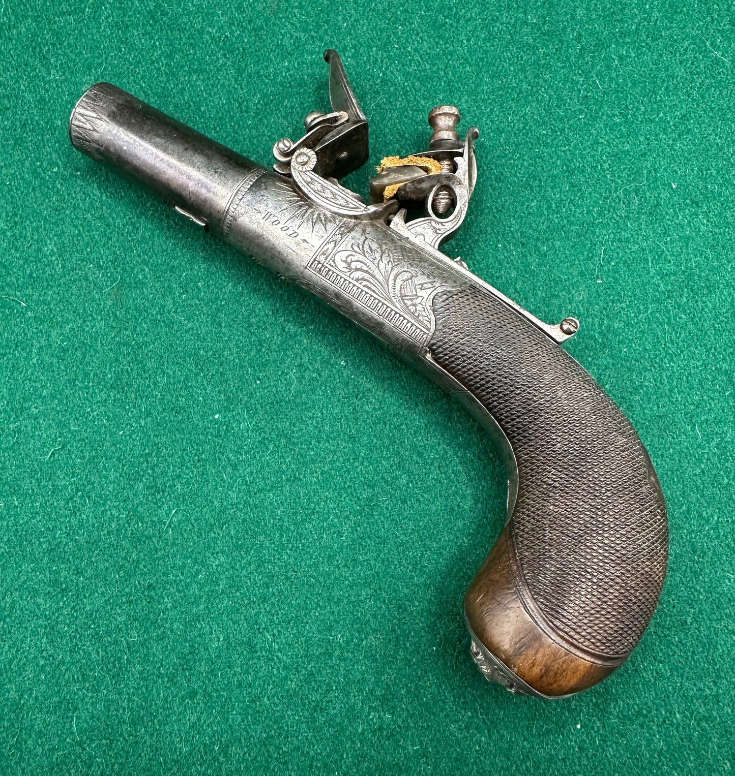 A High Quality Round Framed Flintlock Pocket Pistol By William Wood Of Worcester