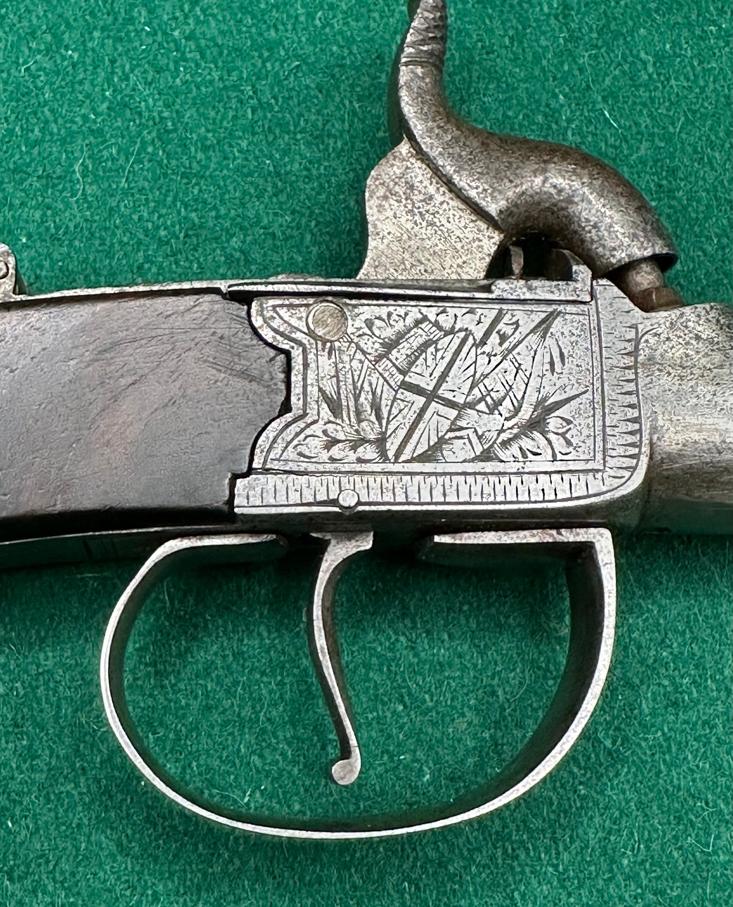 Cased Percussion Cap Boxlock Pocket Pistol With Spring Bayonet By J Dunn