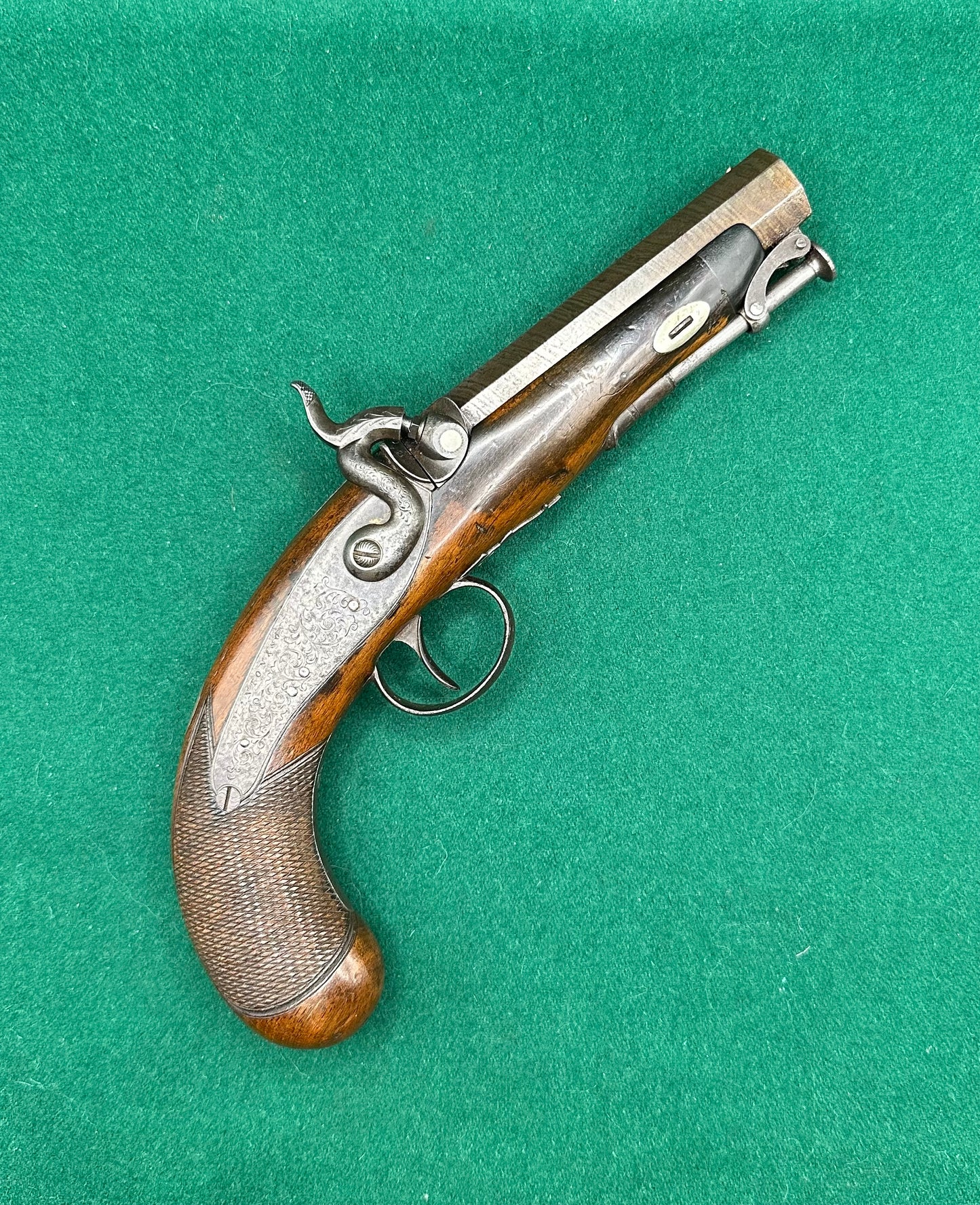 Percussion Cap Overcoat Or Travelling Pistol Signed Manton & Son London