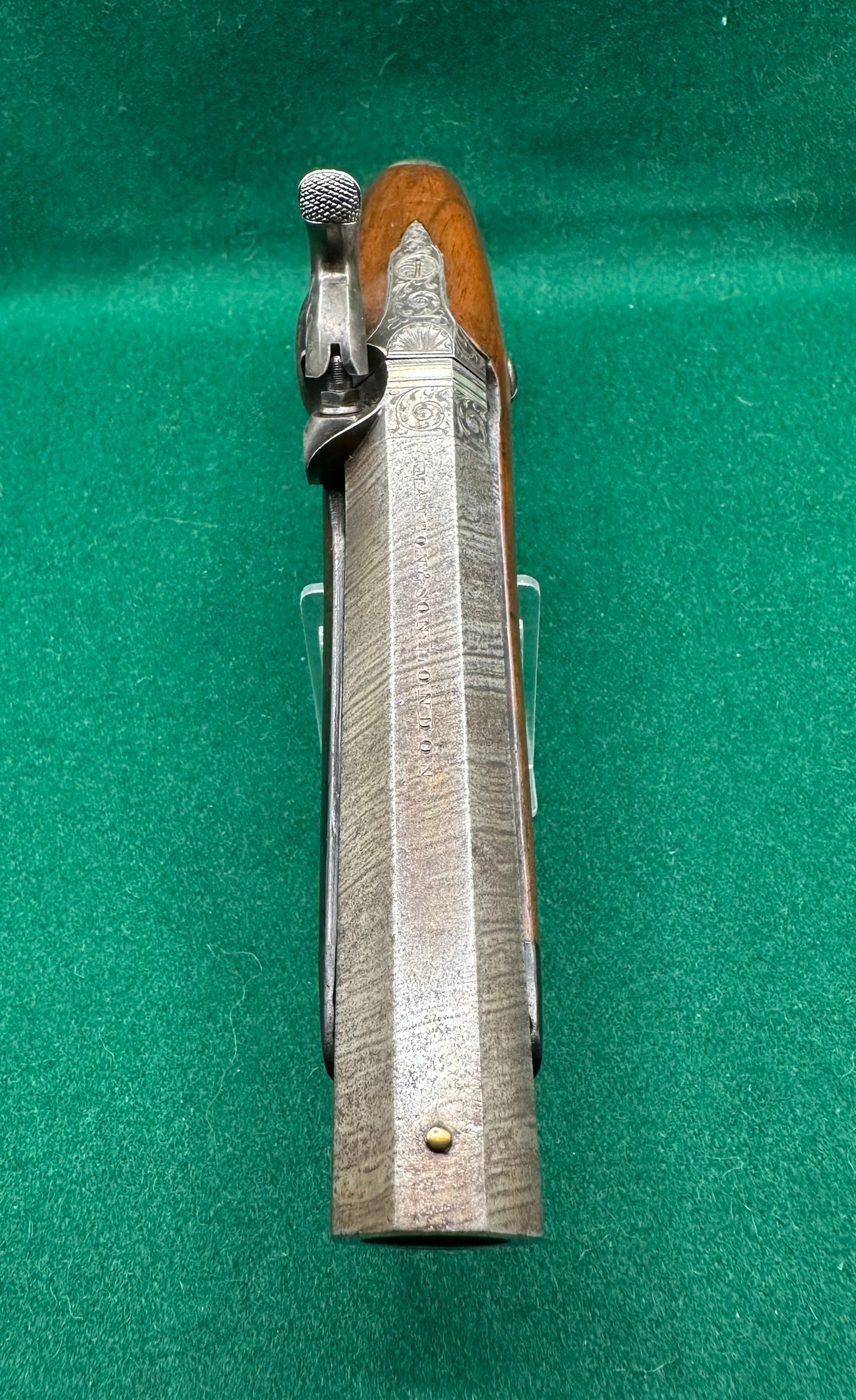 Percussion Cap Overcoat Or Travelling Pistol Signed Manton & Son London
