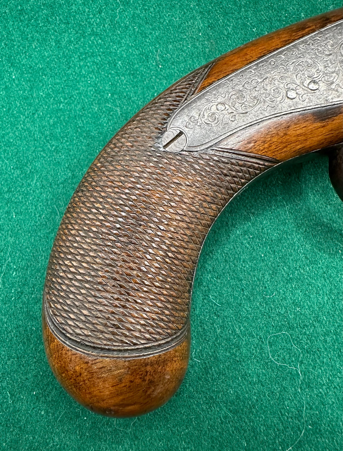 Percussion Cap Overcoat Or Travelling Pistol Signed Manton & Son London