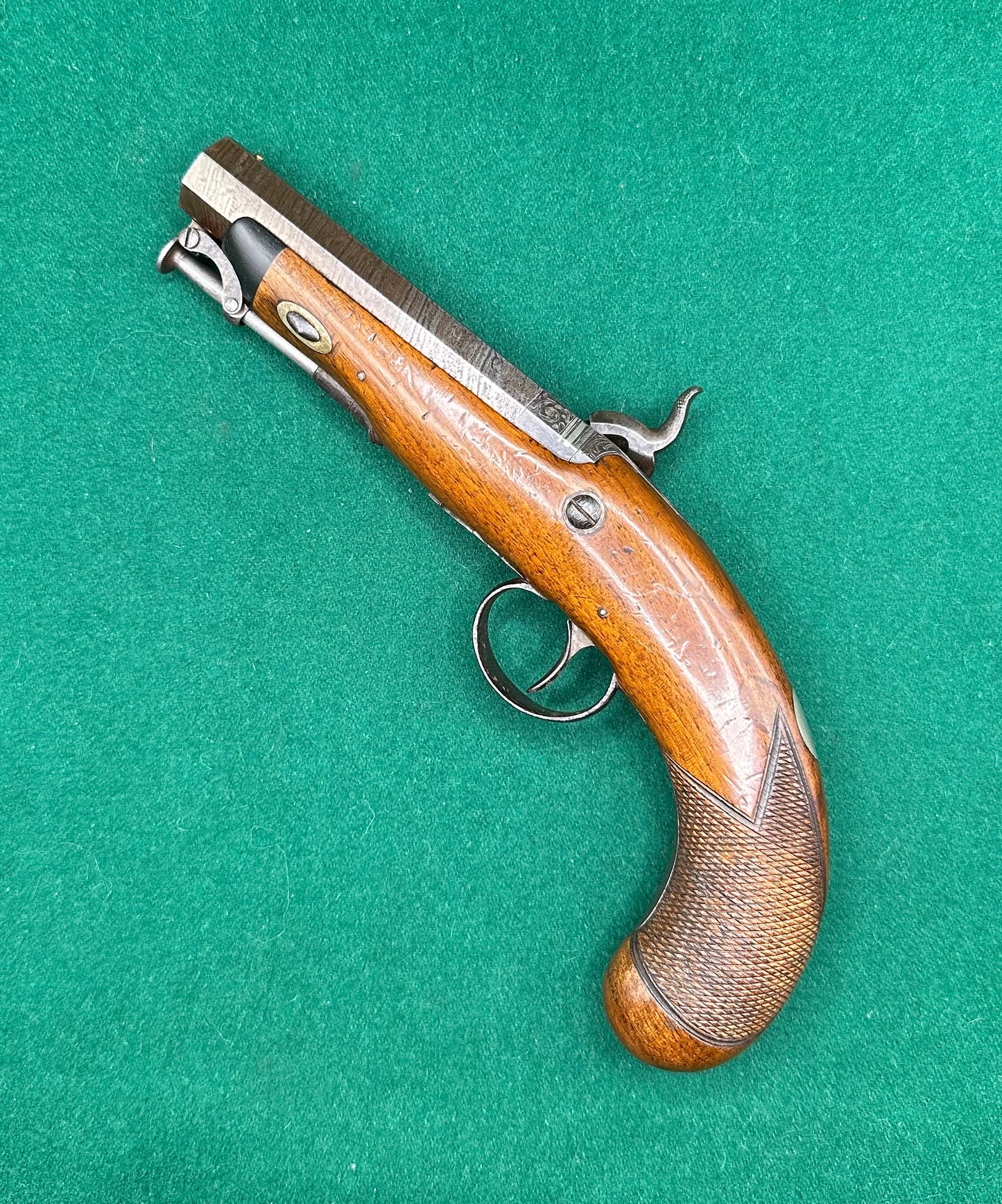 Percussion Cap Overcoat Or Travelling Pistol Signed Manton & Son London