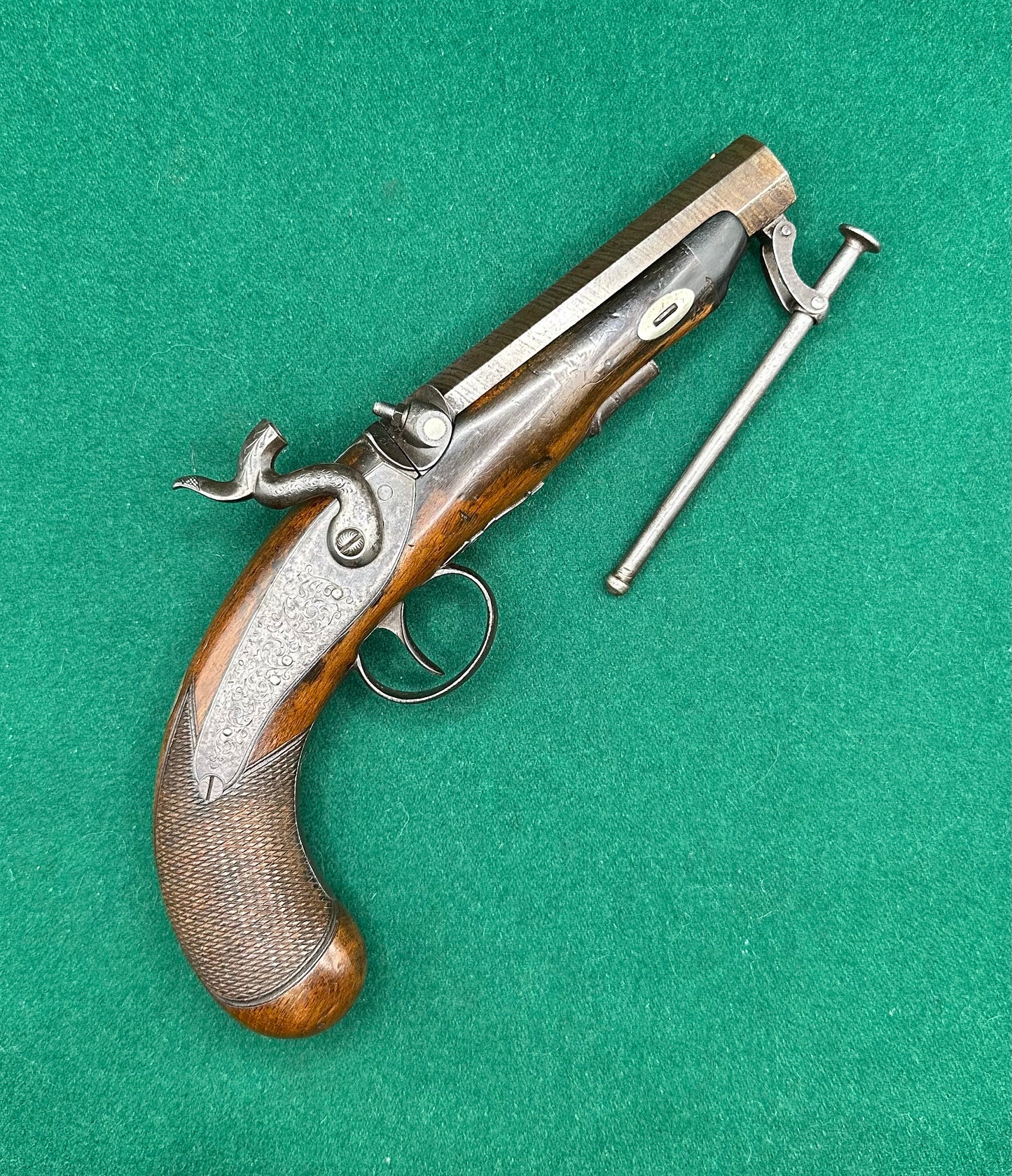 Percussion Cap Overcoat Or Travelling Pistol Signed Manton & Son London