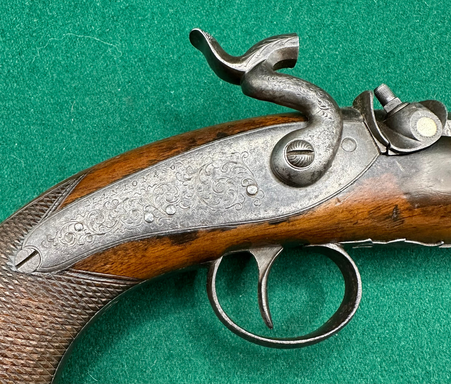 Percussion Cap Overcoat Or Travelling Pistol Signed Manton & Son London
