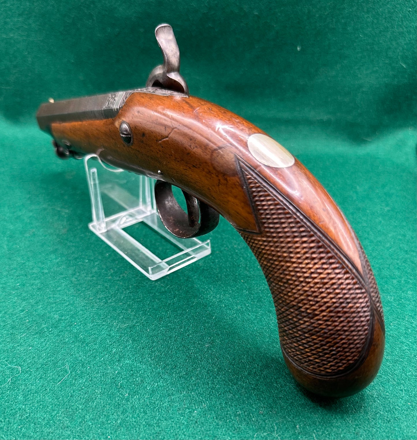 Percussion Cap Overcoat Or Travelling Pistol Signed Manton & Son London