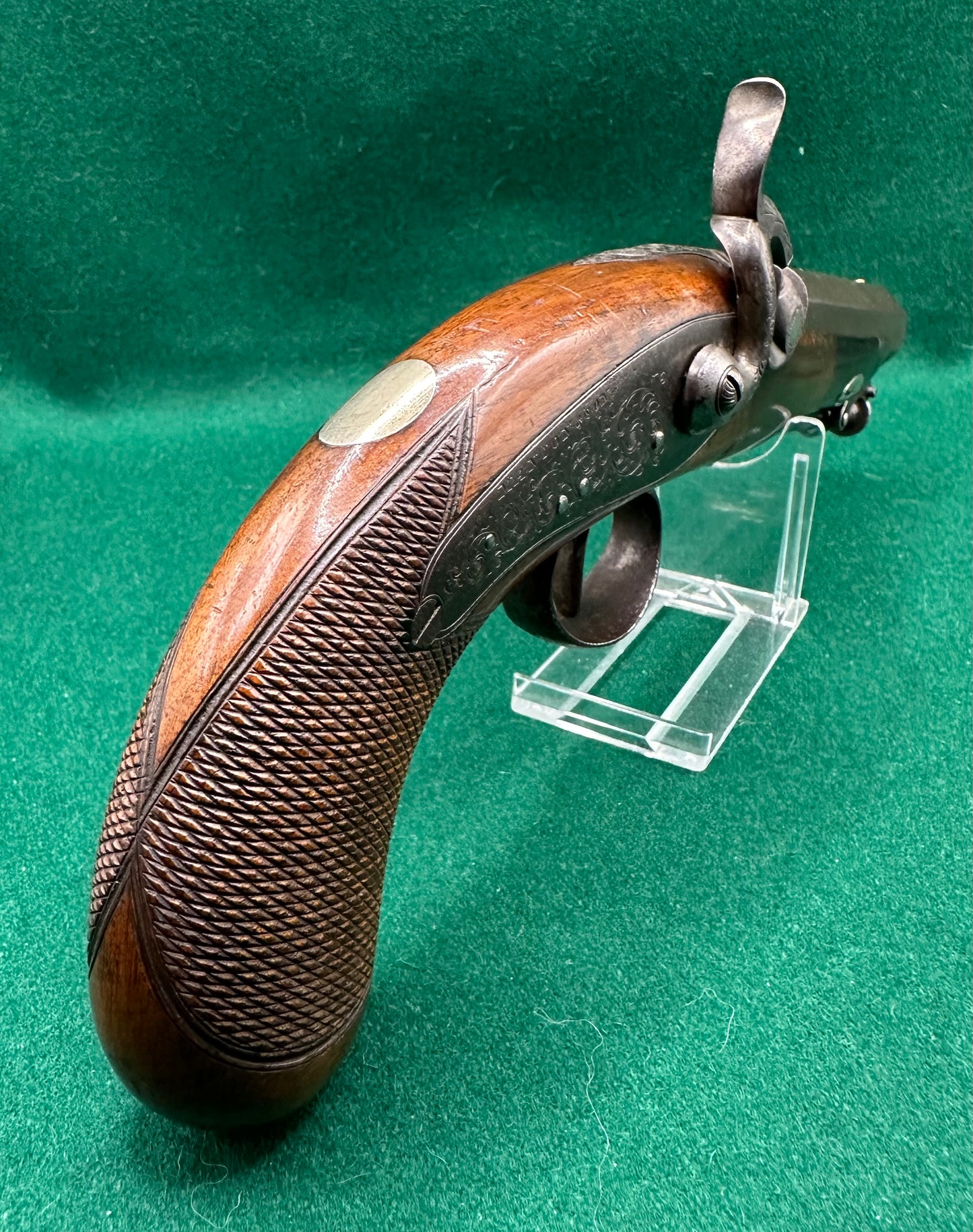 Percussion Cap Overcoat Or Travelling Pistol Signed Manton & Son London