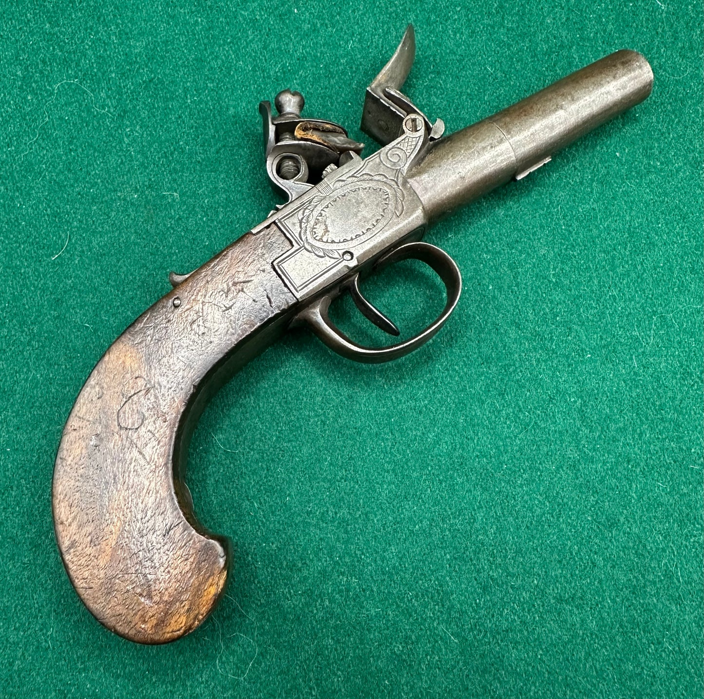A Nice Clean Continental Flintlock Boxlock Pocket Pistol