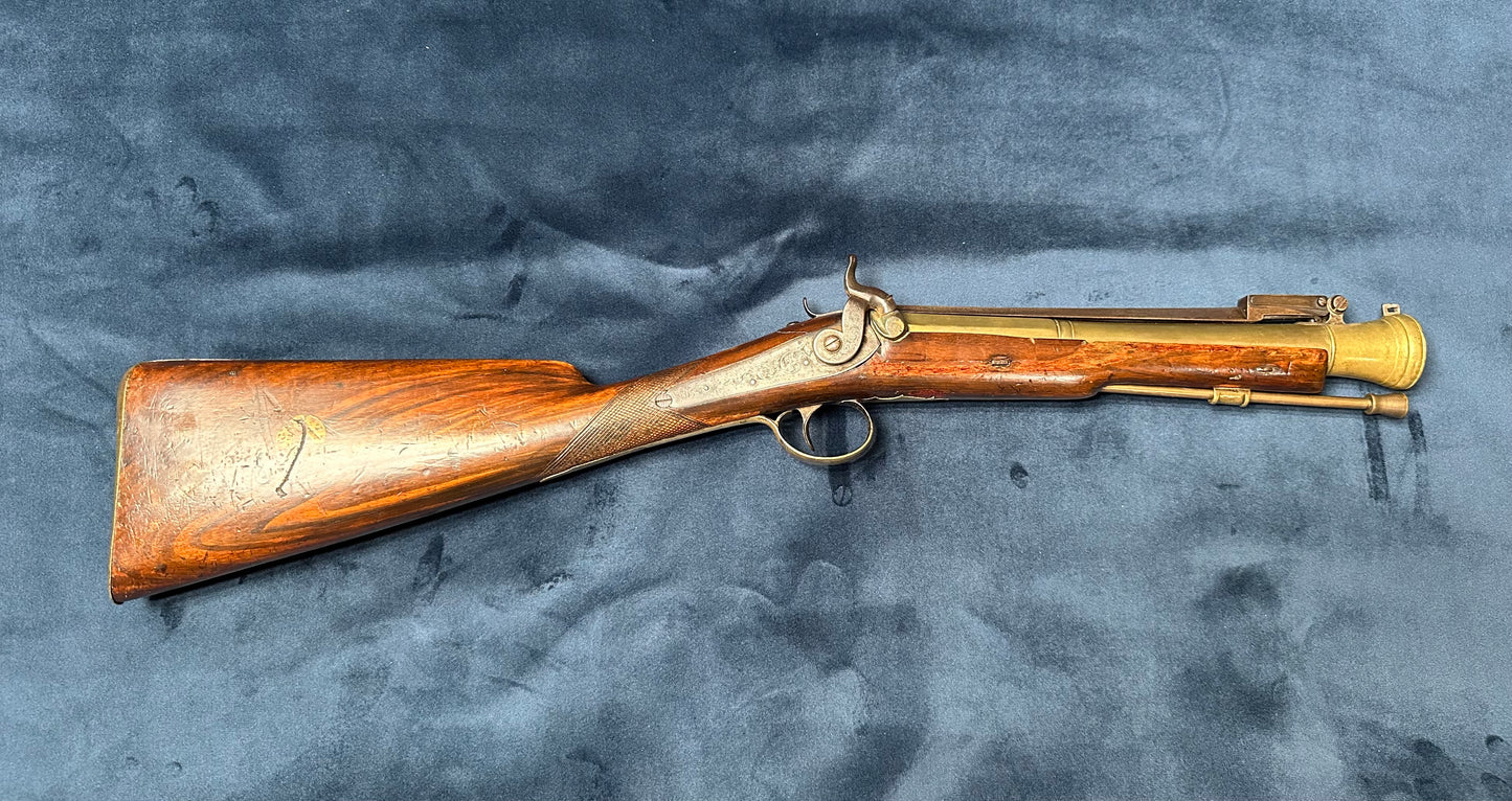 Brass Barrelled Blunderbuss With A Top Mounted Bayonet Converted To Percussion Cap
