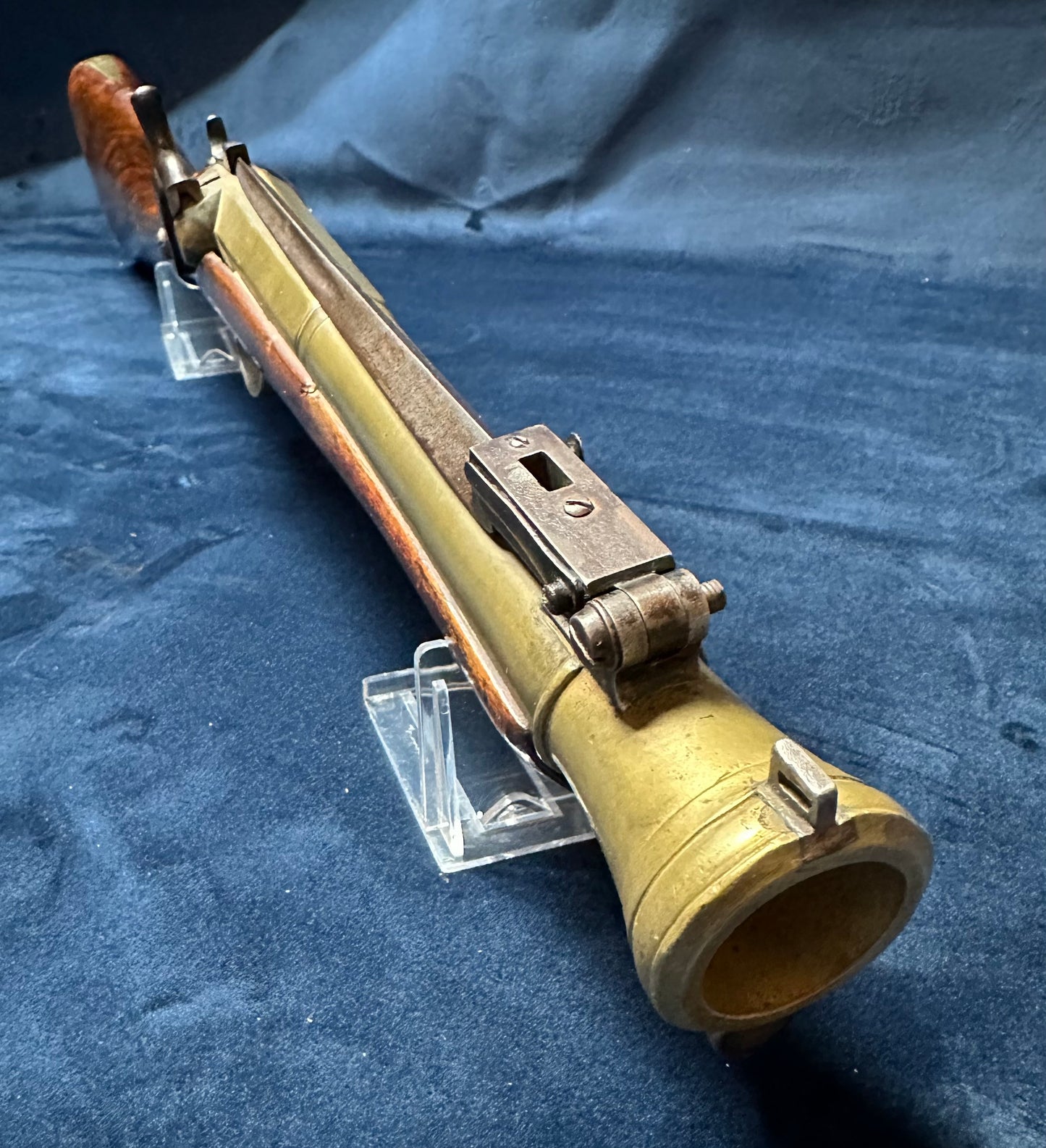 Brass Barrelled Blunderbuss With A Top Mounted Bayonet Converted To Percussion Cap