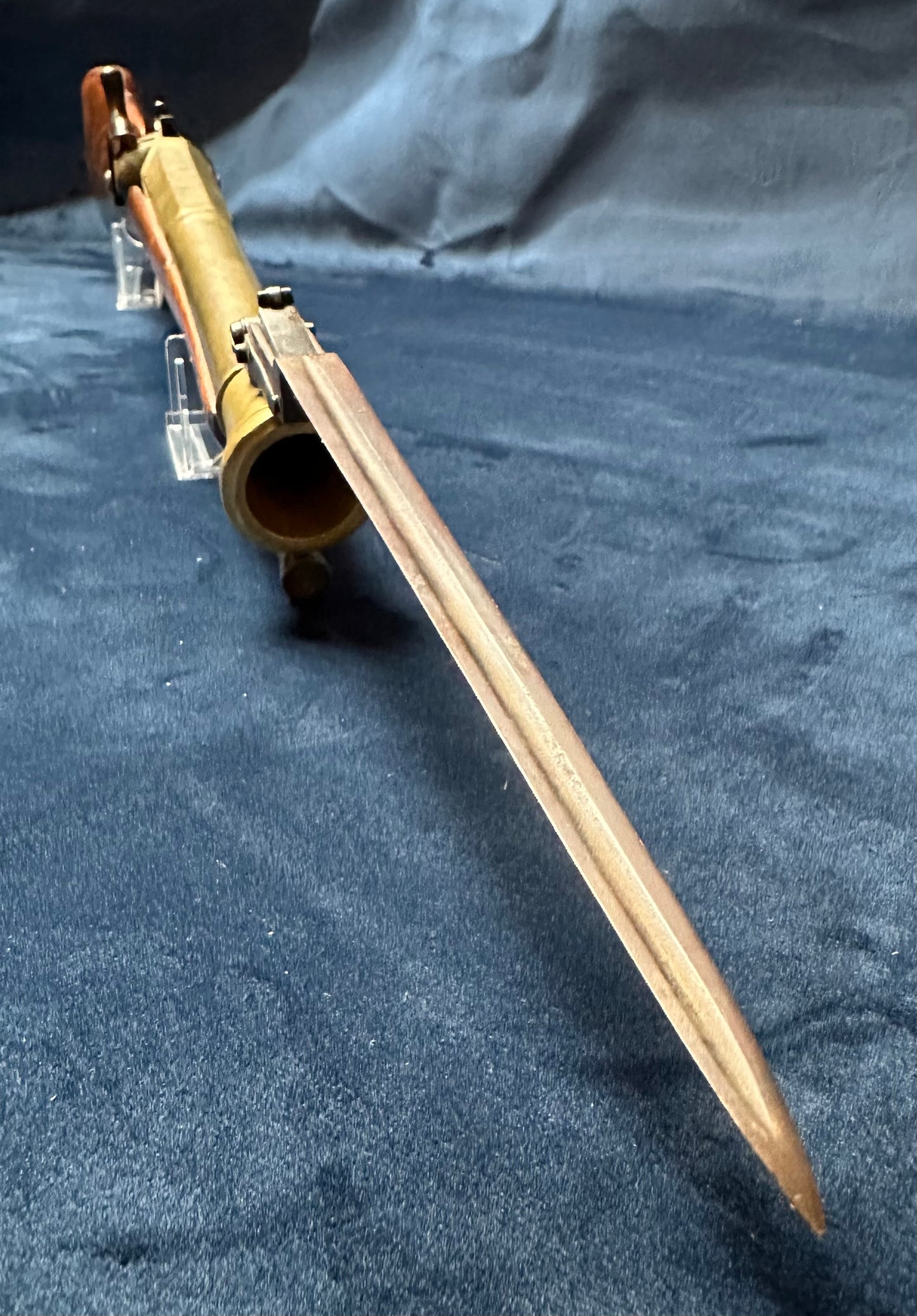 Brass Barrelled Blunderbuss With A Top Mounted Bayonet Converted To Percussion Cap