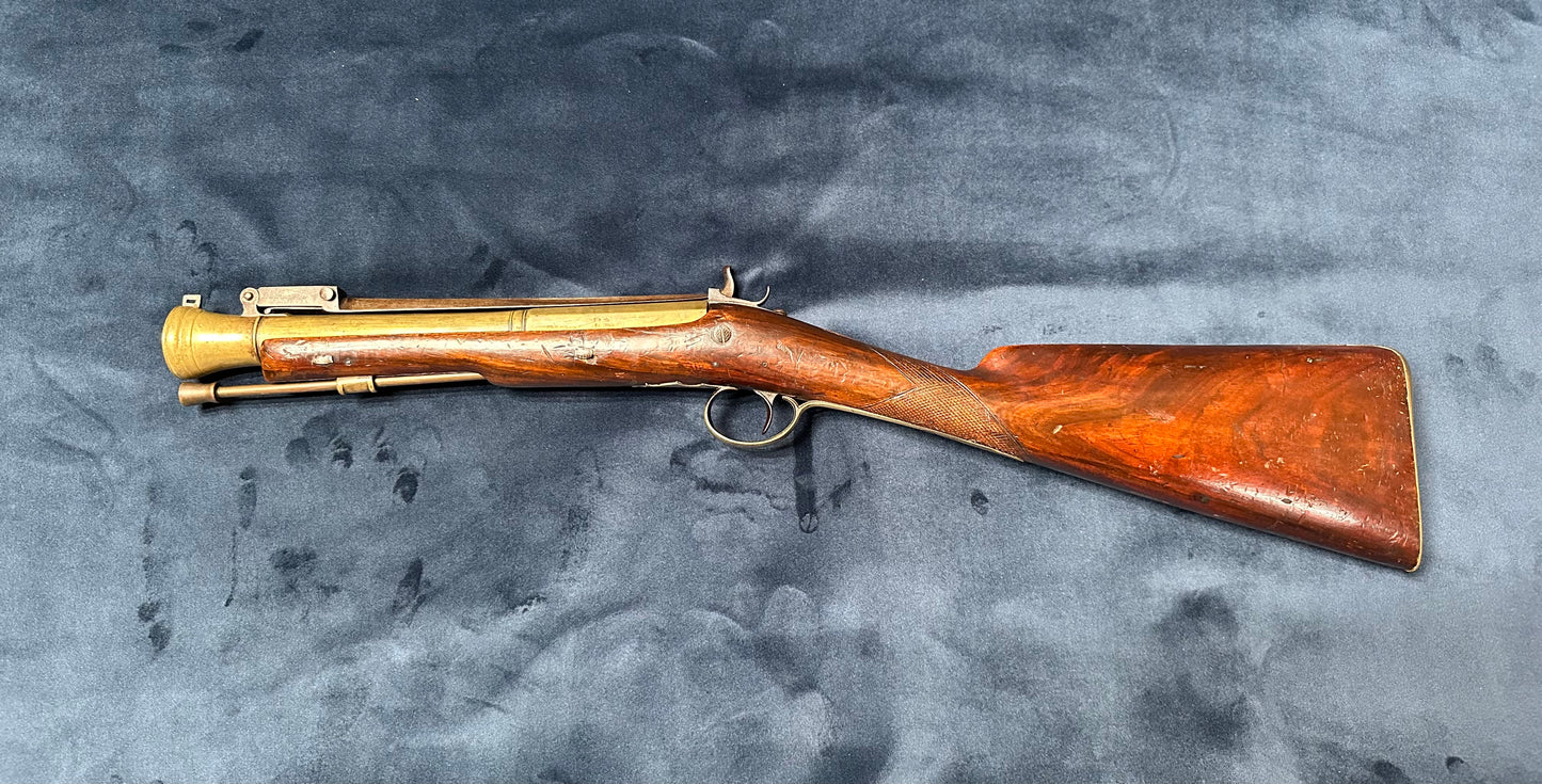 Brass Barrelled Blunderbuss With A Top Mounted Bayonet Converted To Percussion Cap