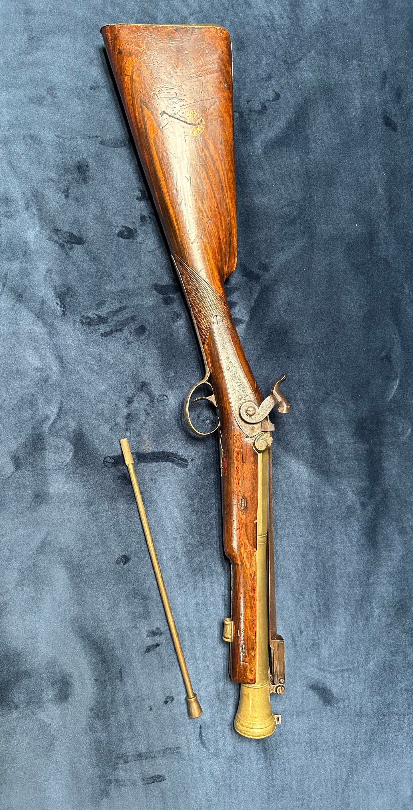 Brass Barrelled Blunderbuss With A Top Mounted Bayonet Converted To Percussion Cap