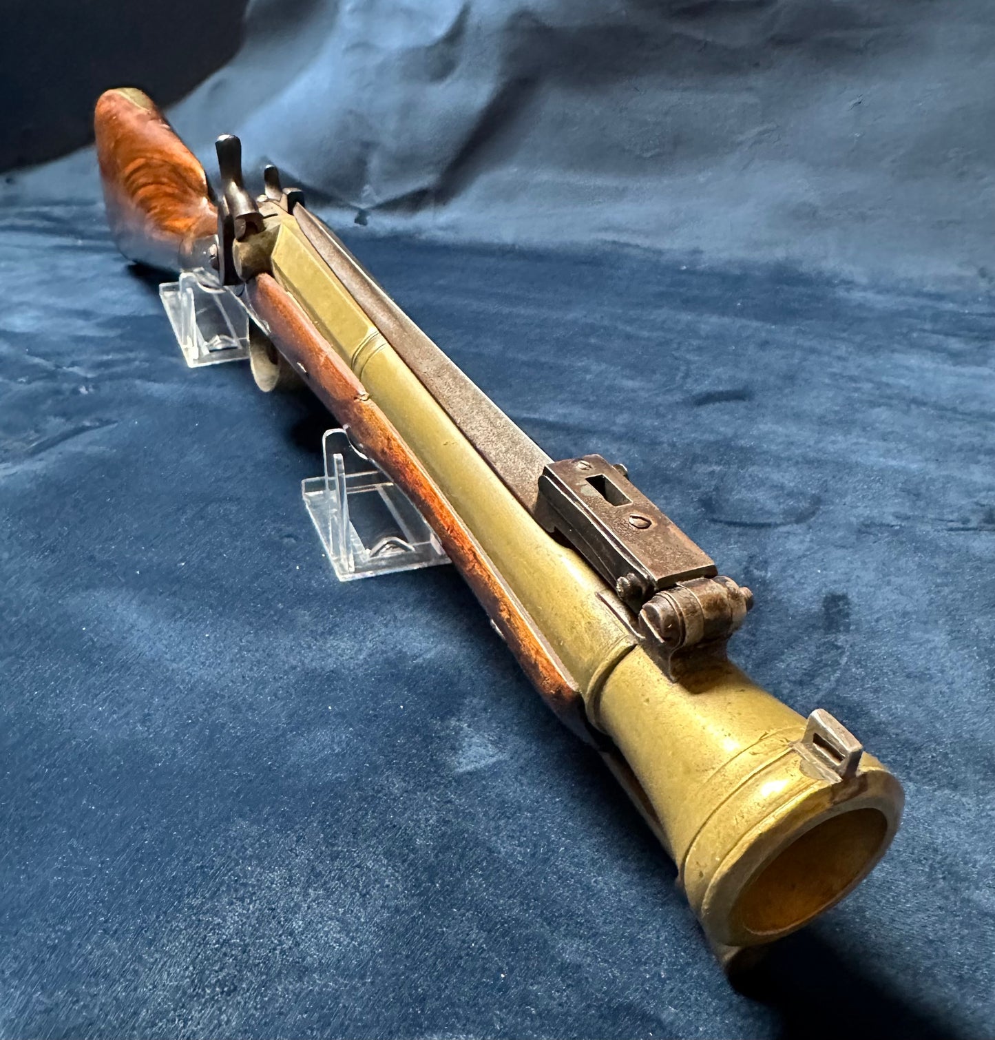 Brass Barrelled Blunderbuss With A Top Mounted Bayonet Converted To Percussion Cap