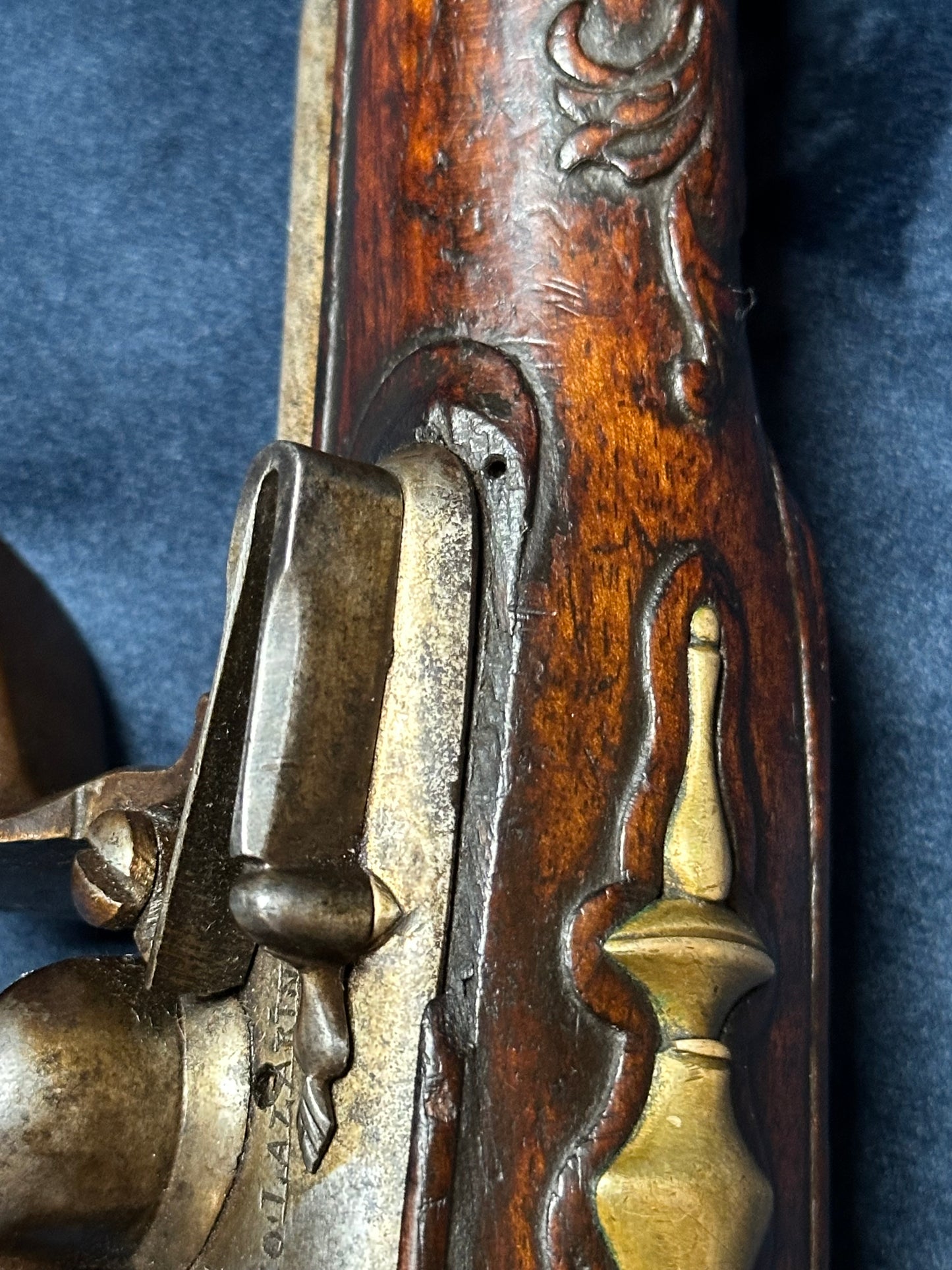 Full Stocked Flintlock Holster Pistol Signed Lazaro Lazarino