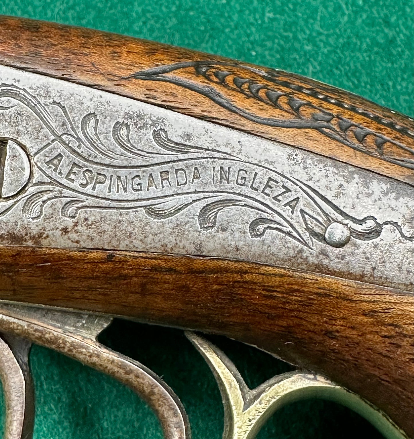 An elegant Half Stocked Double Barrelled Percussion Cap Travelling Pistol