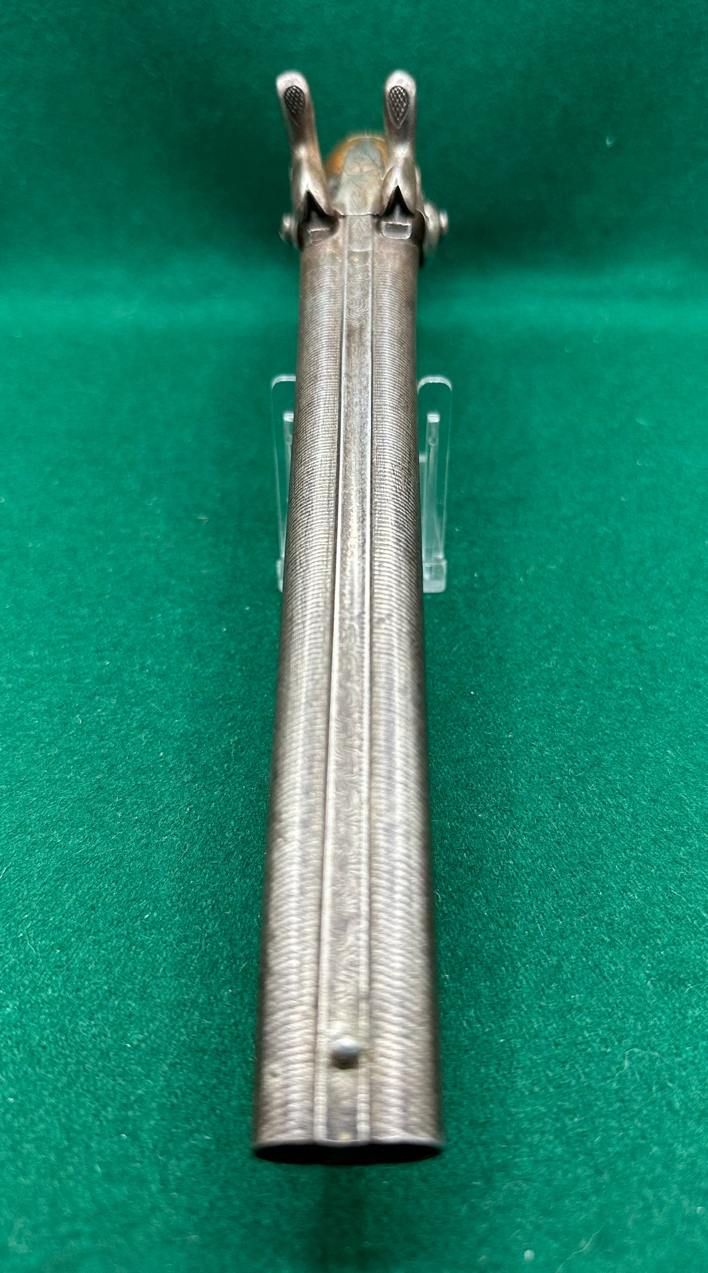An elegant Half Stocked Double Barrelled Percussion Cap Travelling Pistol