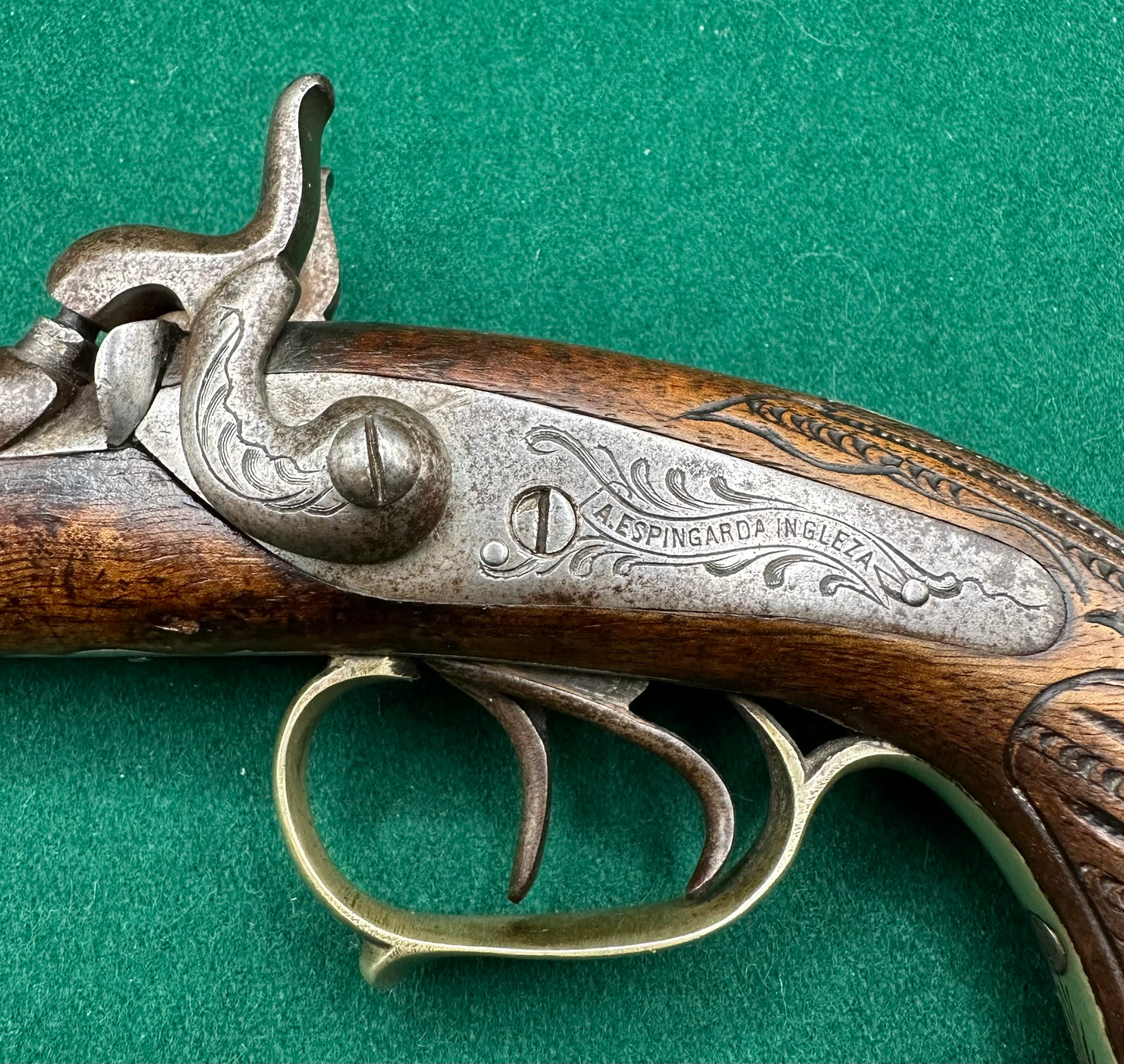 An elegant Half Stocked Double Barrelled Percussion Cap Travelling Pistol