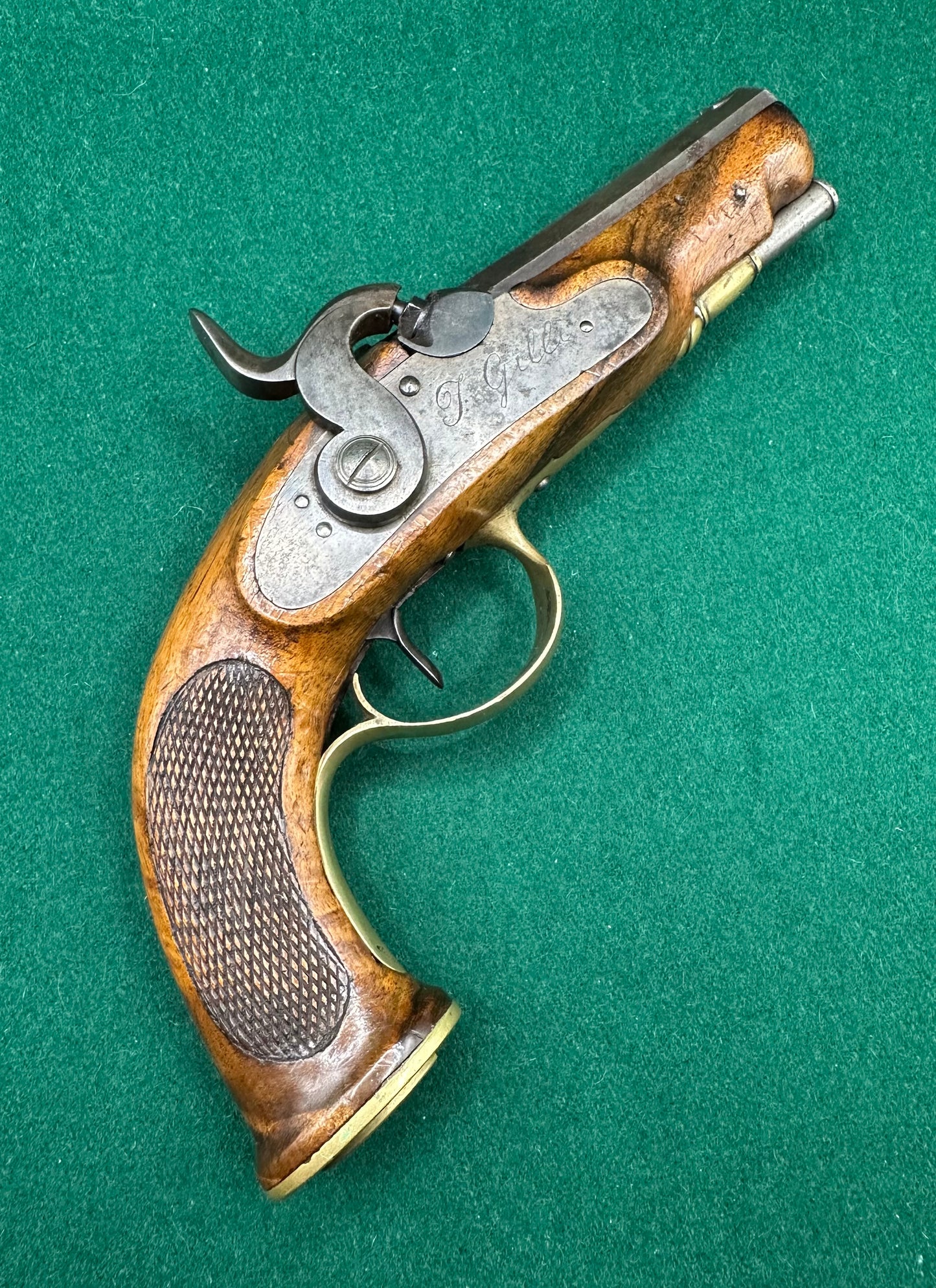 Full Stocked Overcoat Percussion Cap Pistol By J Gilli