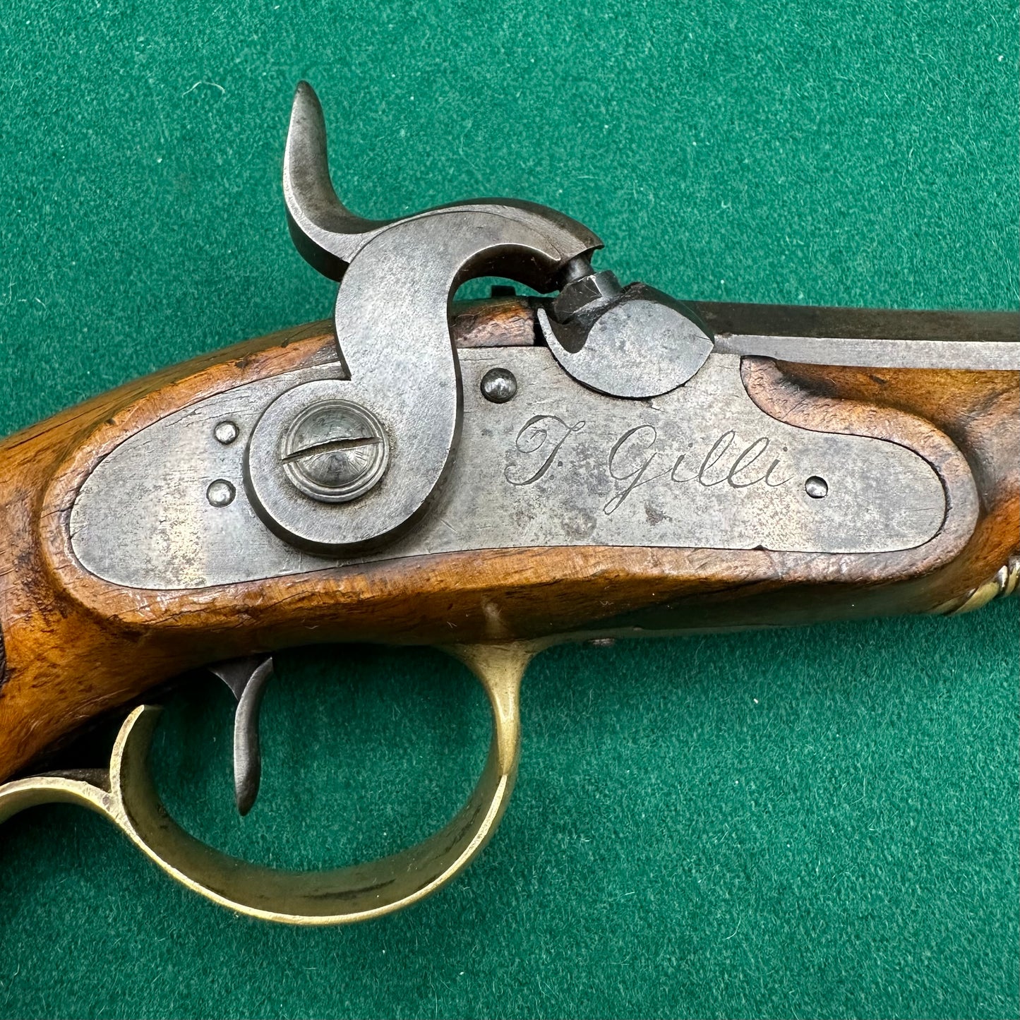 Full Stocked Overcoat Percussion Cap Pistol By J Gilli