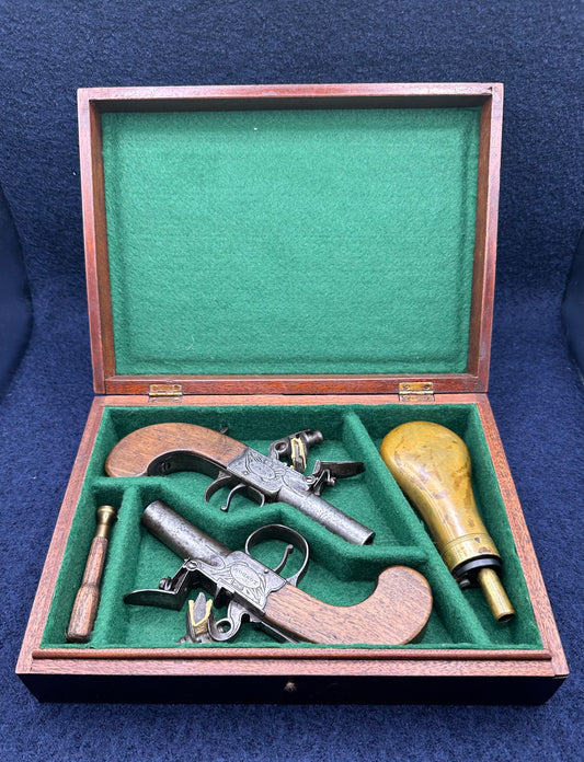 A Cased Pair of Flintlock Ketland & Co Pocket Pistols