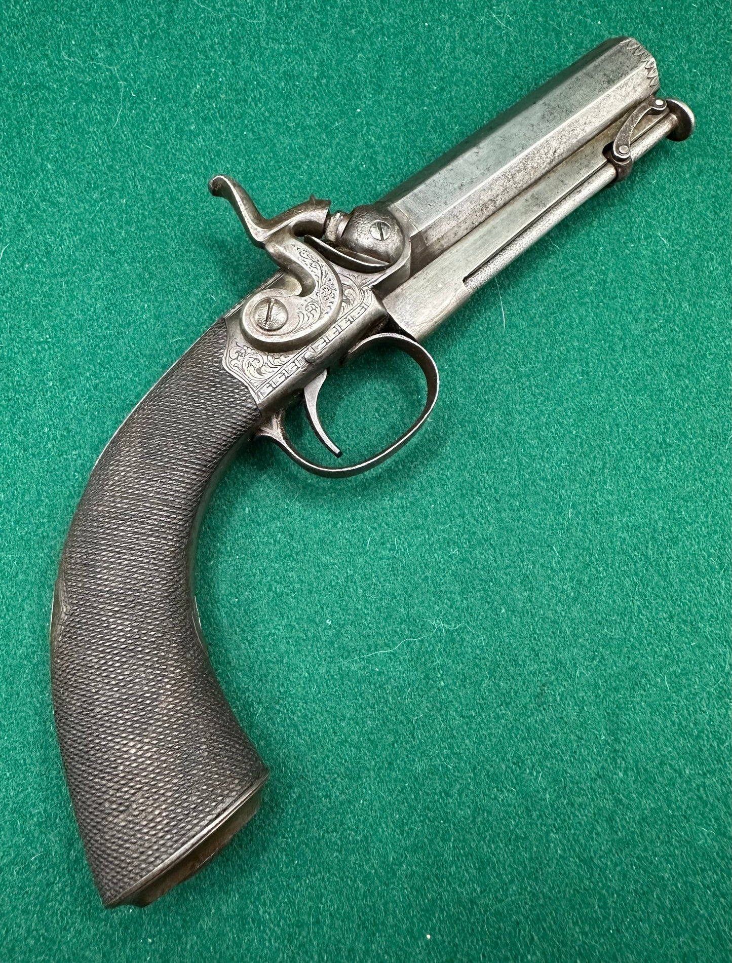 Cased Boxlock Sidehammer Percussion Cap Pistol With Accessories