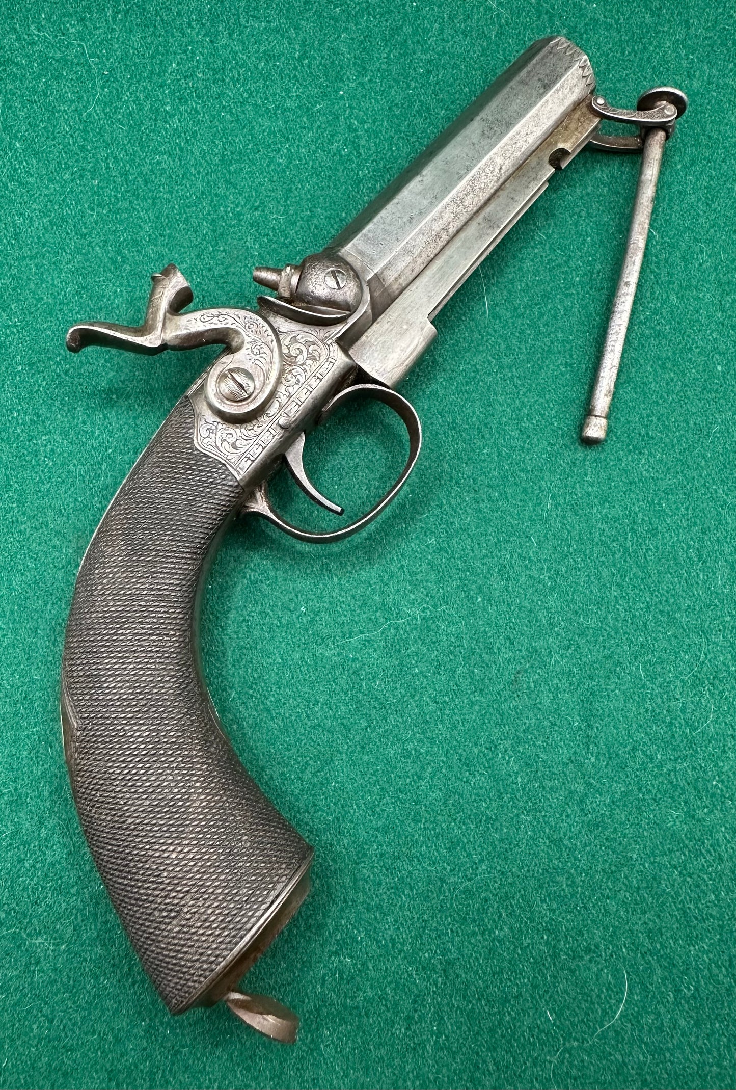 Cased Boxlock Sidehammer Percussion Cap Pistol With Accessories