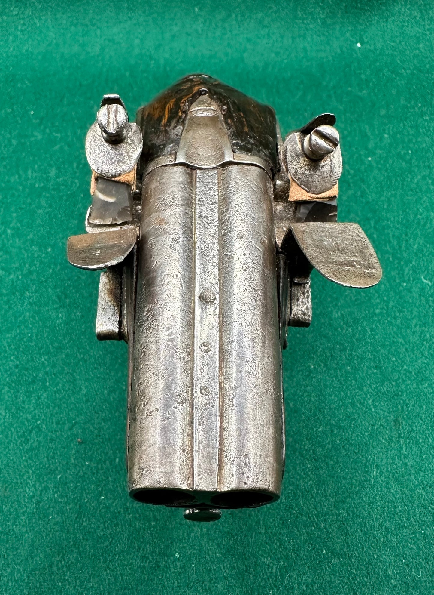 Double Barrelled Side By Side Flintlock Travelling Pistol