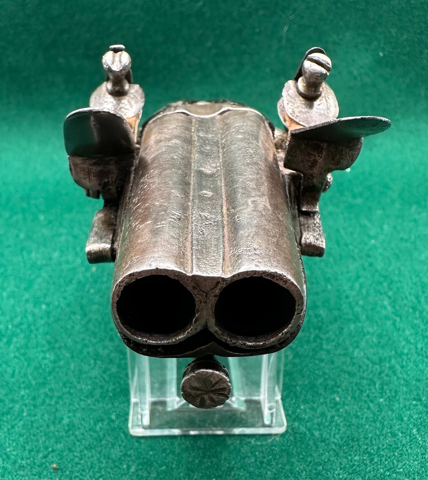 Double Barrelled Side By Side Flintlock Travelling Pistol
