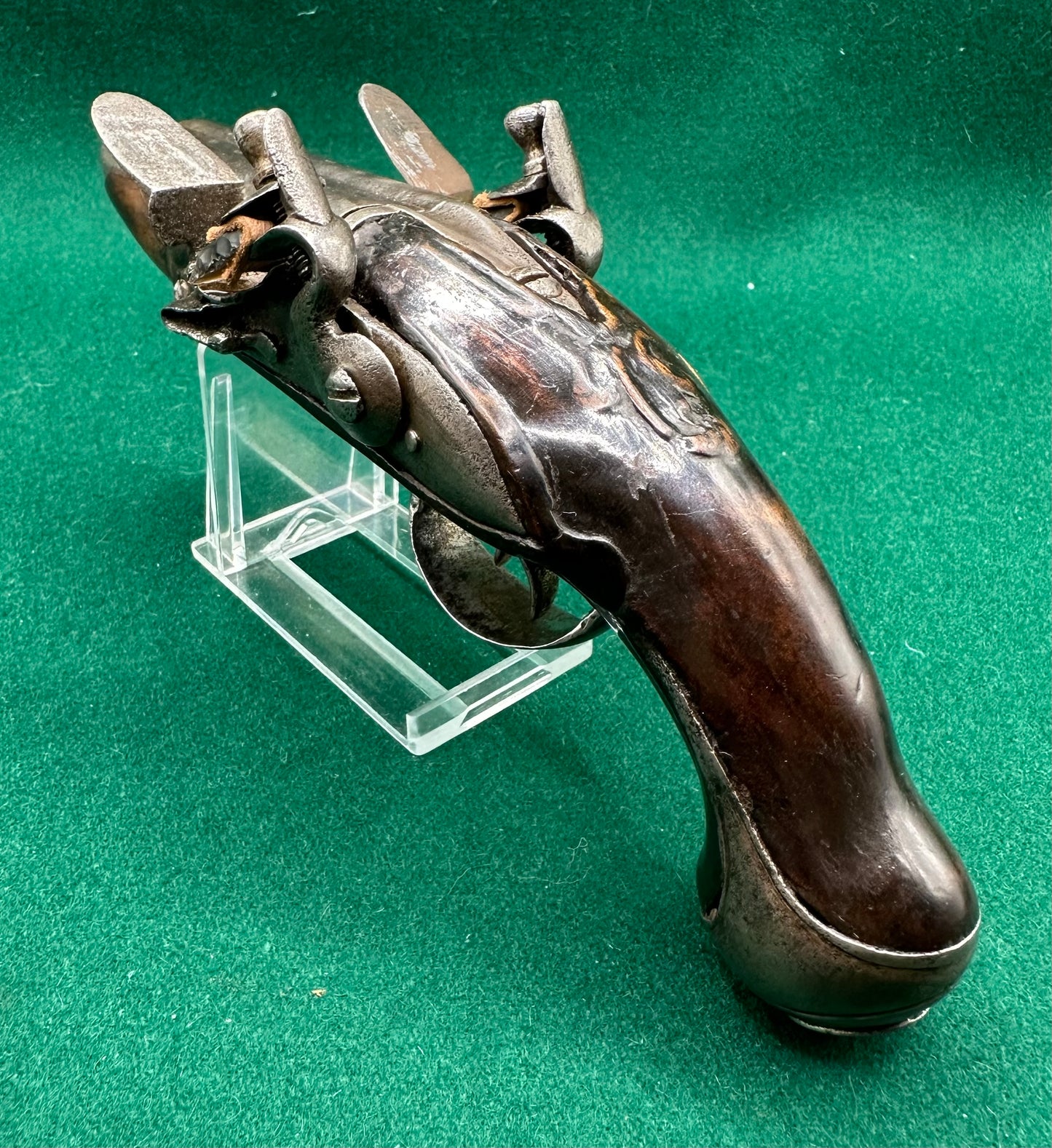 Double Barrelled Side By Side Flintlock Travelling Pistol