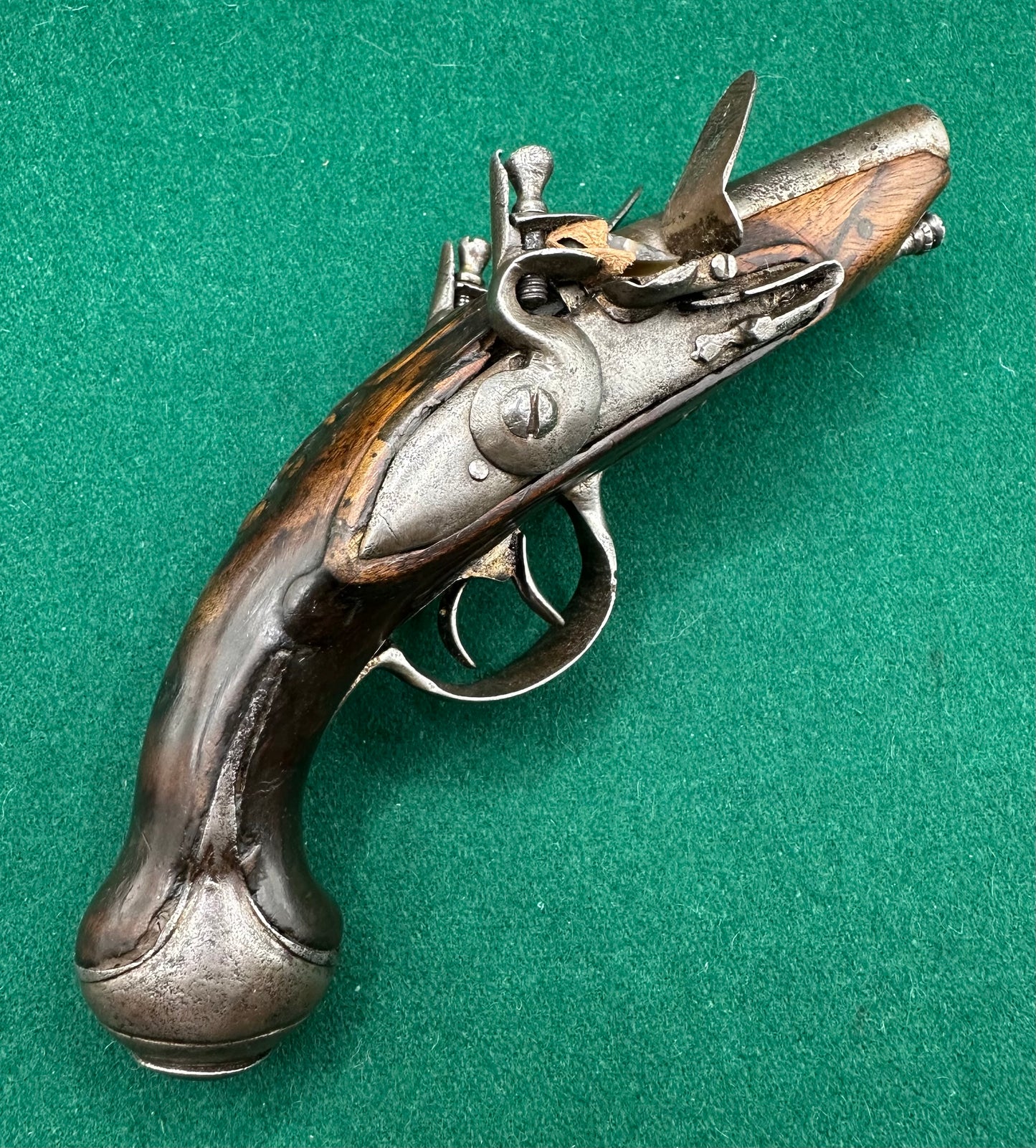 Double Barrelled Side By Side Flintlock Travelling Pistol
