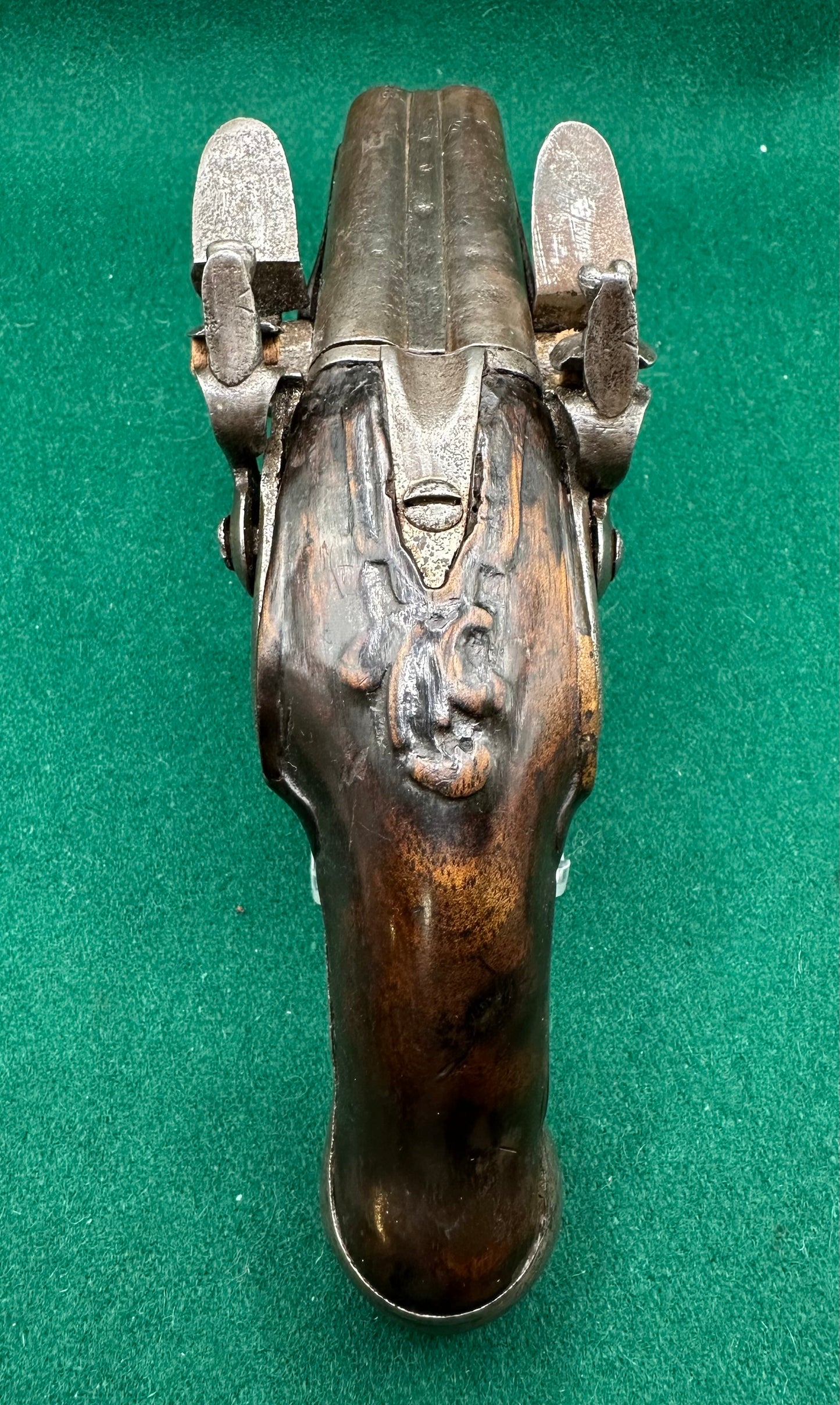 Double Barrelled Side By Side Flintlock Travelling Pistol