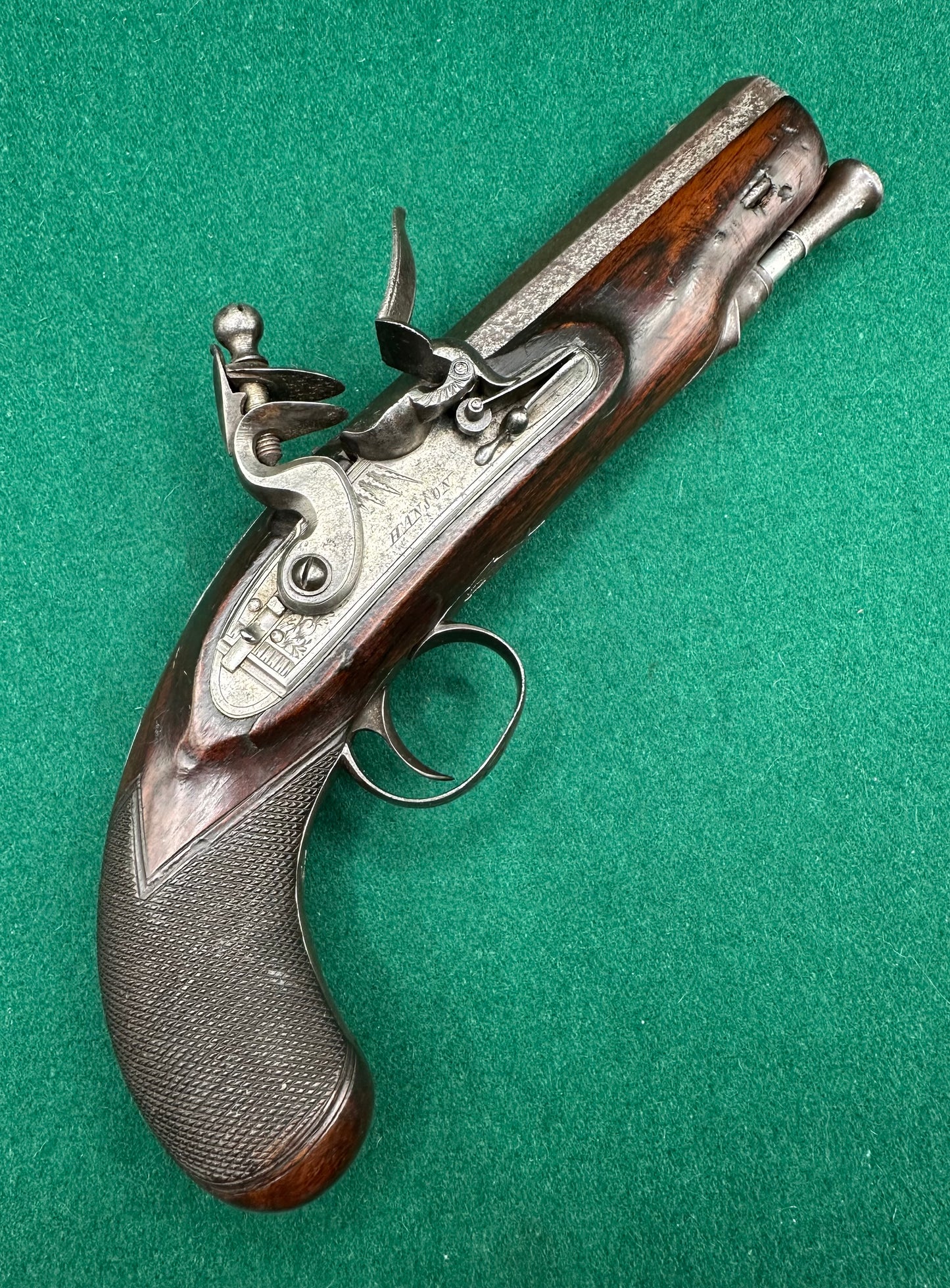 Cased Flintlock Travelling Or Greatcoat Pistol By Hanson Of Doncaster