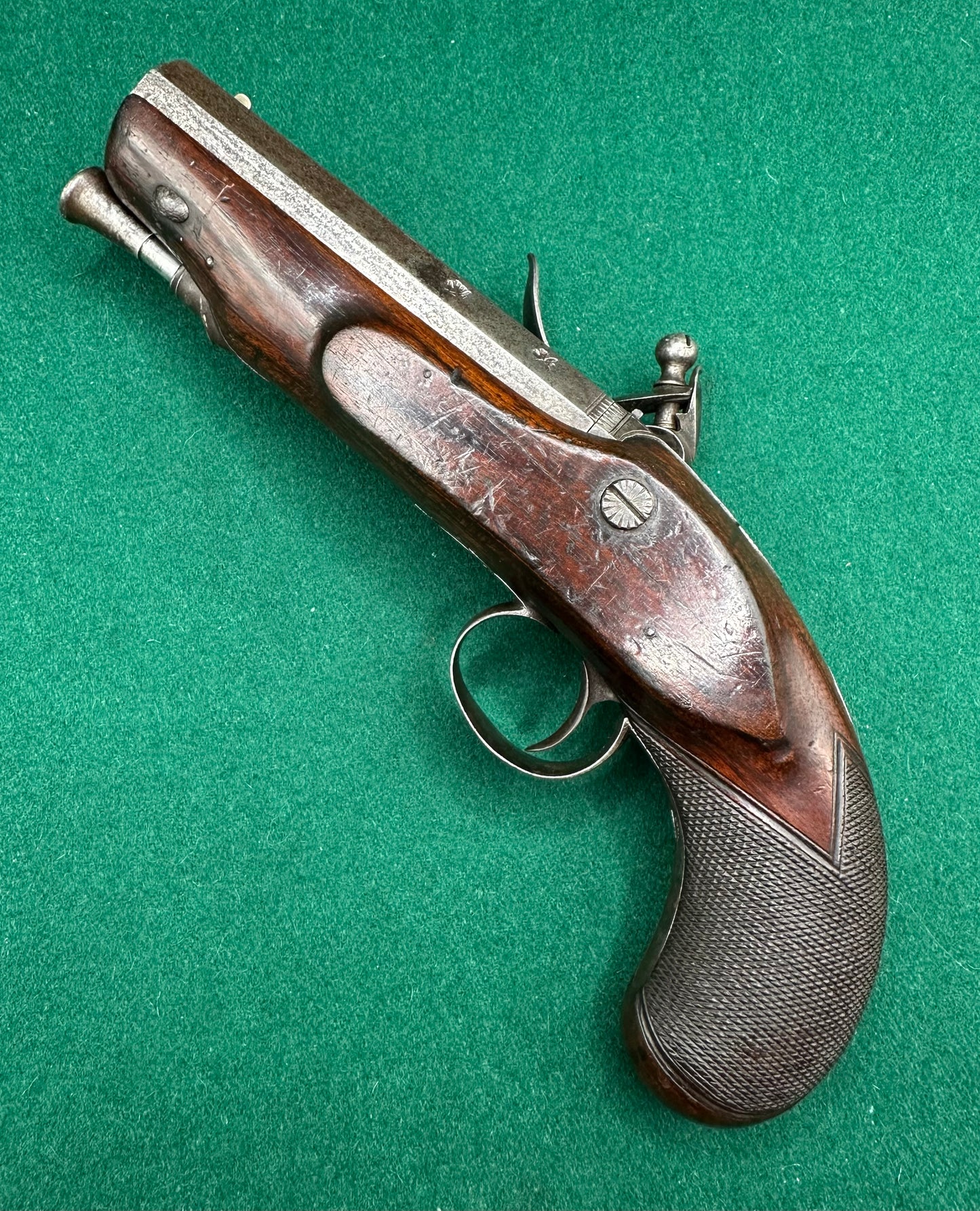 Cased Flintlock Travelling Or Greatcoat Pistol By Hanson Of Doncaster