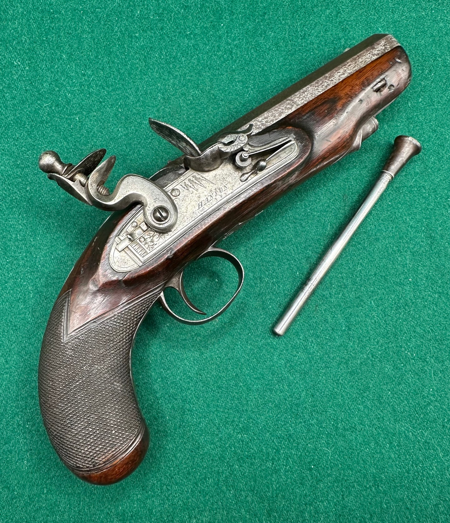 Cased Flintlock Travelling Or Greatcoat Pistol By Hanson Of Doncaster