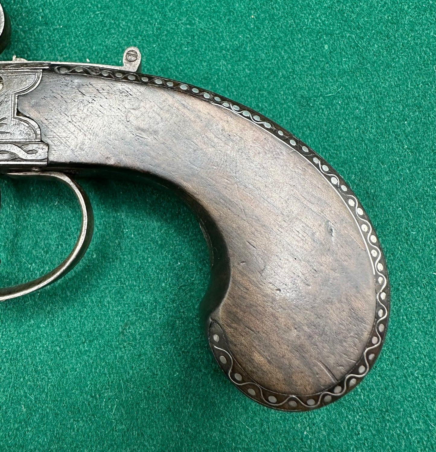 Stunning Over & Under Flintlock Tap Action Pistol With Folding Bayonet By Gill