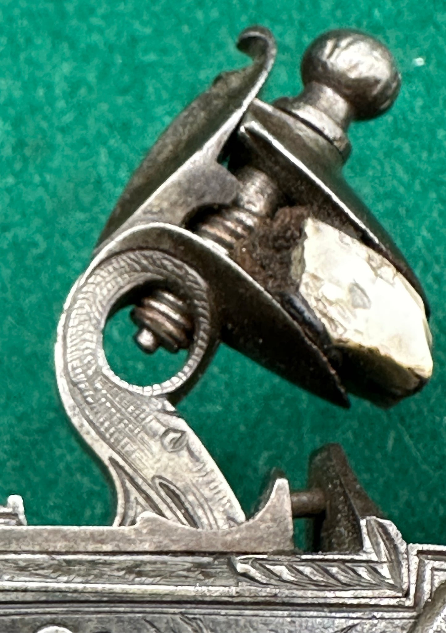 Stunning Over & Under Flintlock Tap Action Pistol With Folding Bayonet By Gill