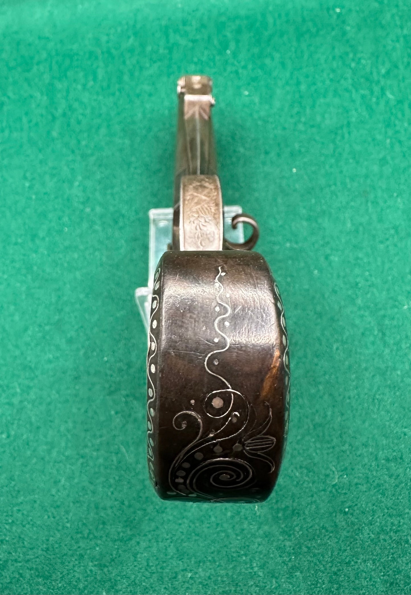 Stunning Over & Under Flintlock Tap Action Pistol With Folding Bayonet By Gill