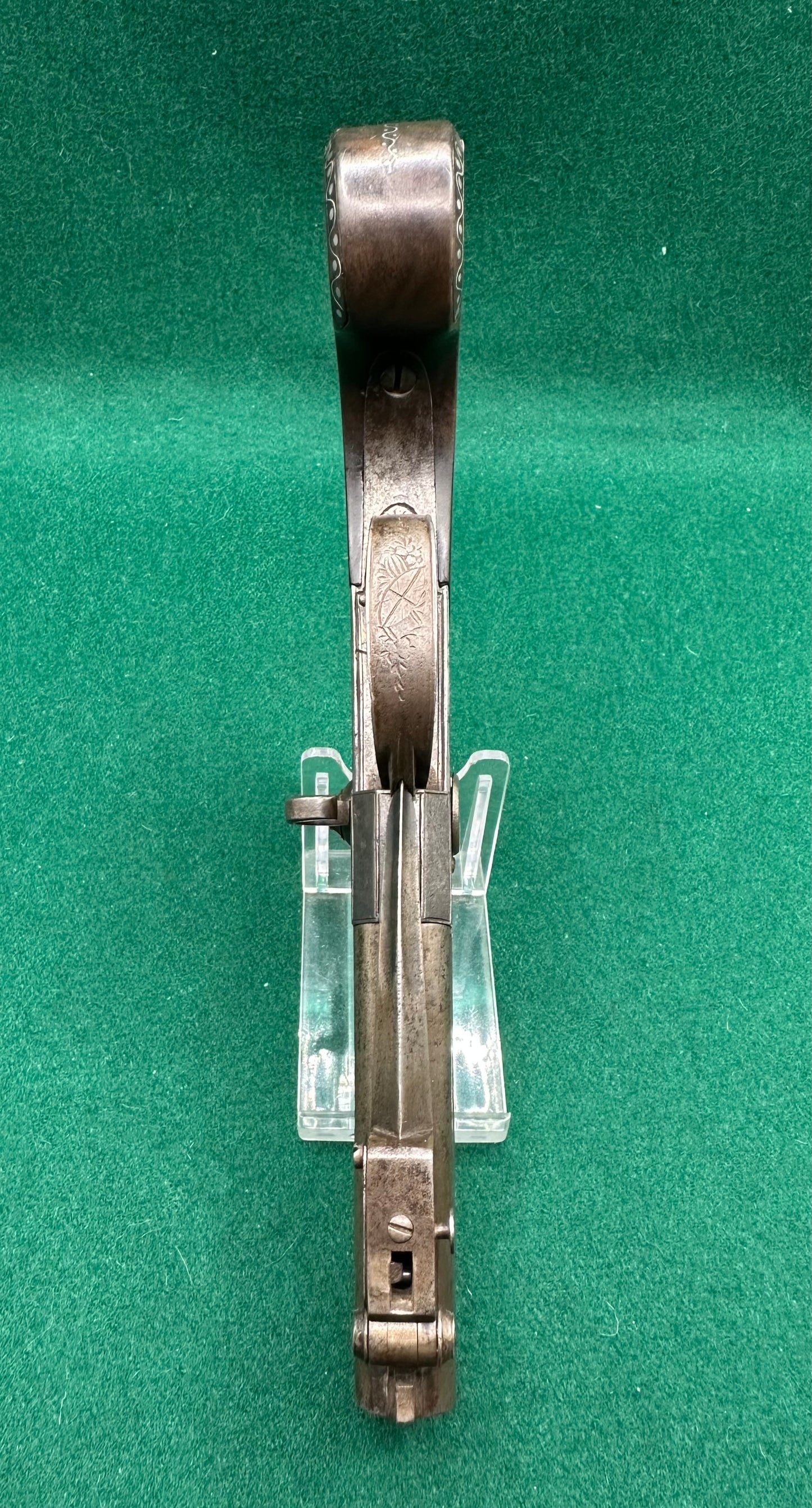 Stunning Over & Under Flintlock Tap Action Pistol With Folding Bayonet By Gill