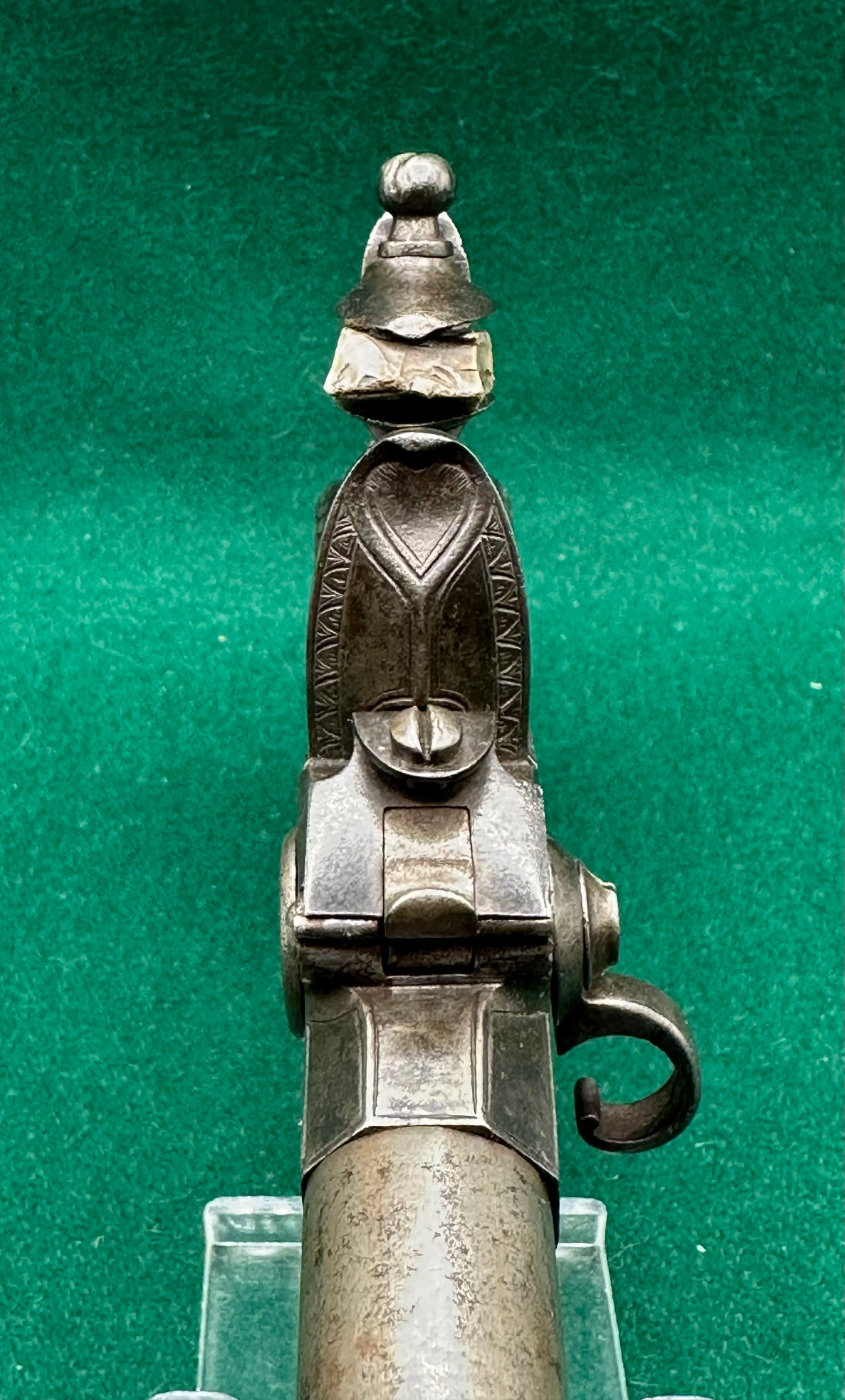 Stunning Over & Under Flintlock Tap Action Pistol With Folding Bayonet By Gill