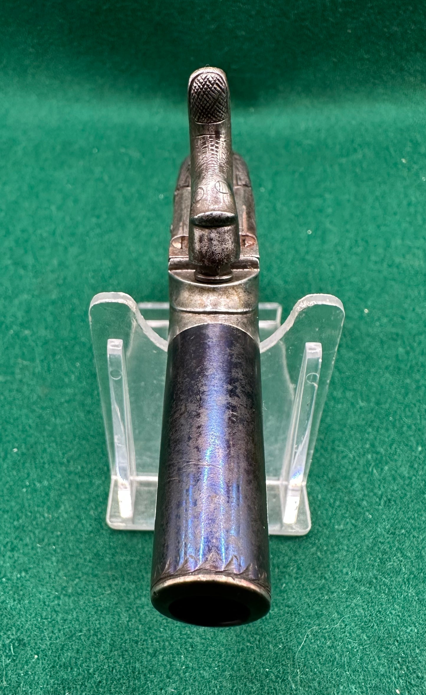 Attractive Little Percussion Cap Muff Pistol By Clark Of Cambridge In A Partitioned Jewellery Box